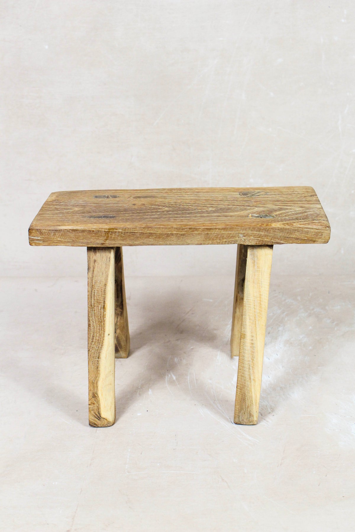 Small vintage rustic reclaimed elm wood stool 96 – Botanical Boys