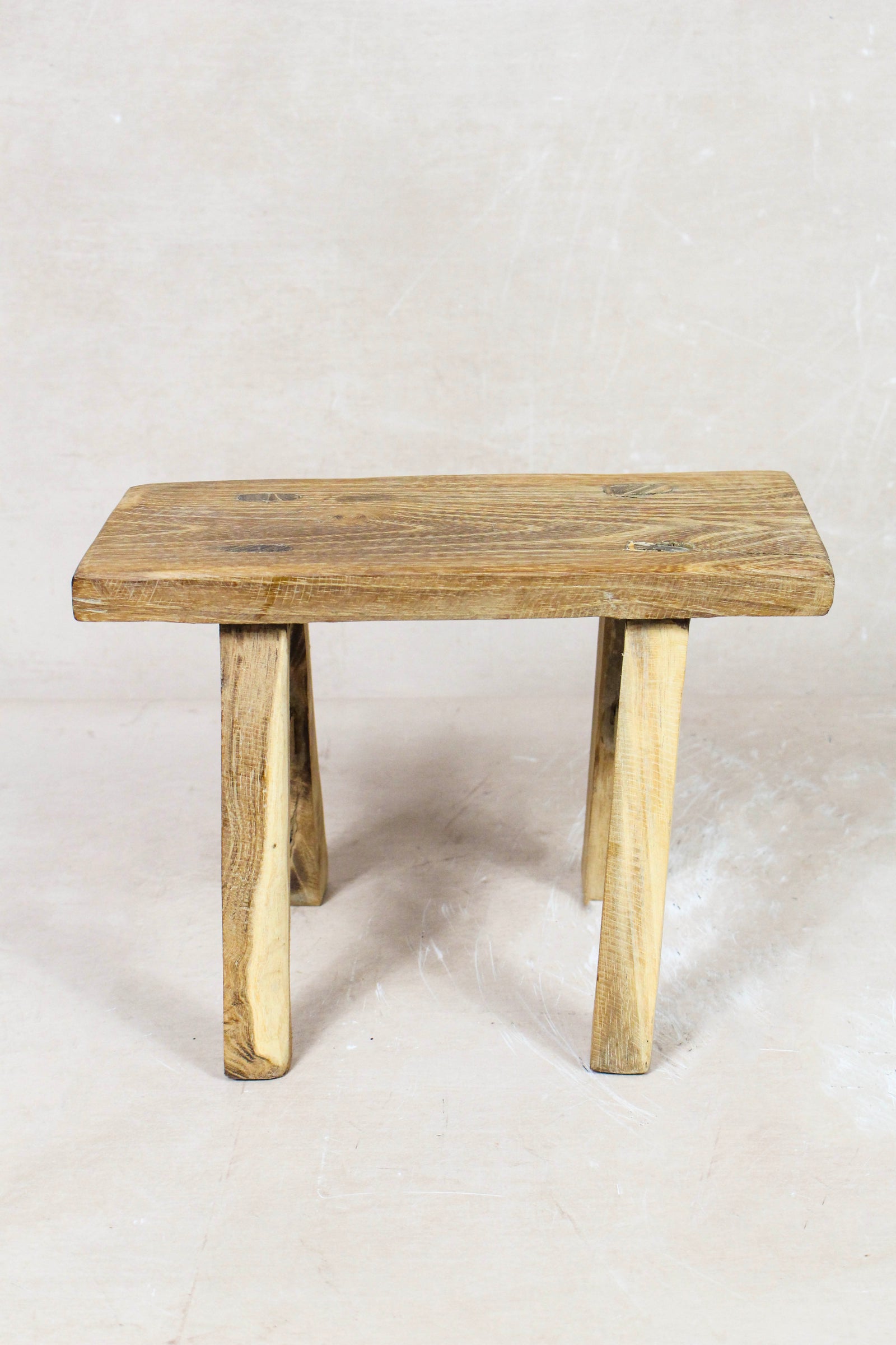 Small vintage rustic reclaimed elm wood stool 96 – Botanical Boys