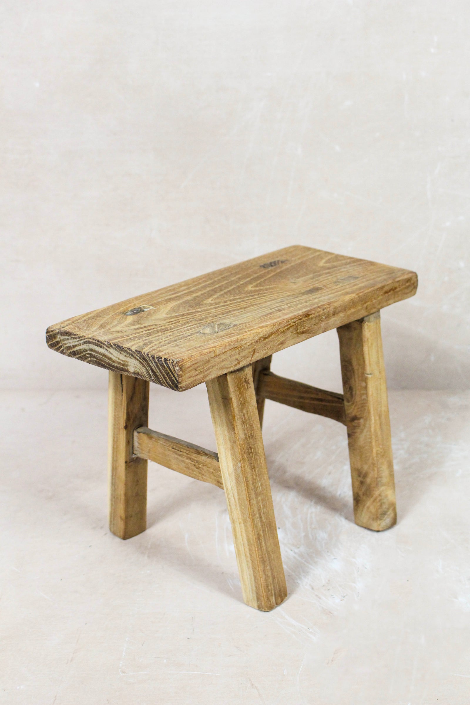 Small vintage rustic reclaimed elm wood stool 96 – Botanical Boys