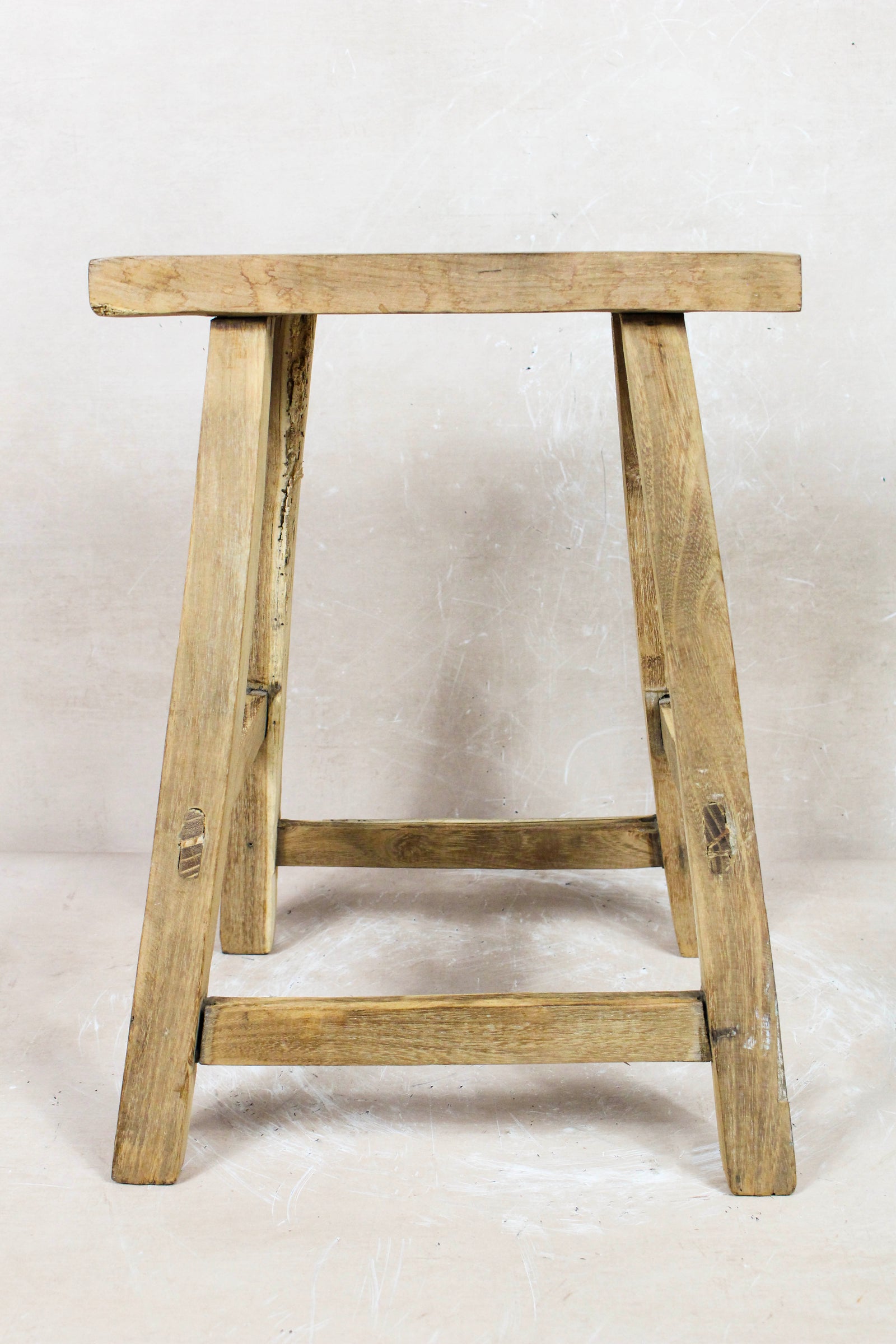 Vintage rustic stool in reclaimed elm wood