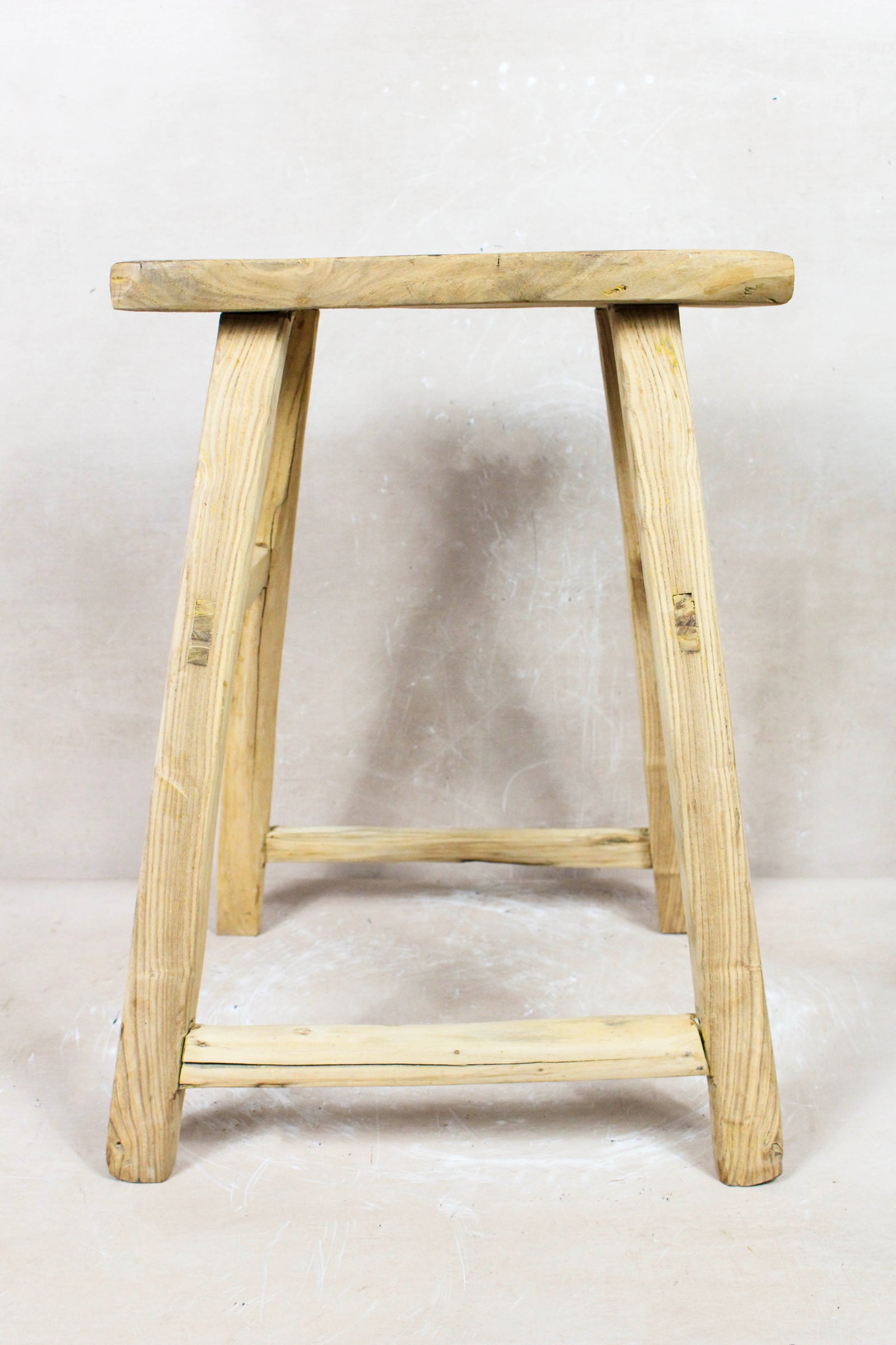 Vintage rustic stool in reclaimed elm wood