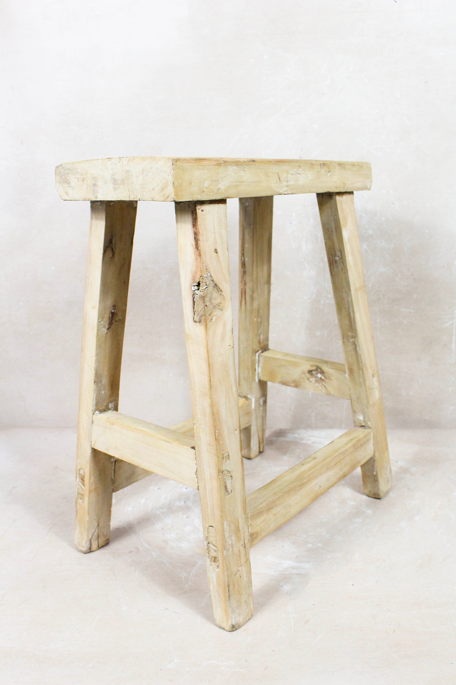 Vintage rustic stool in reclaimed elm wood