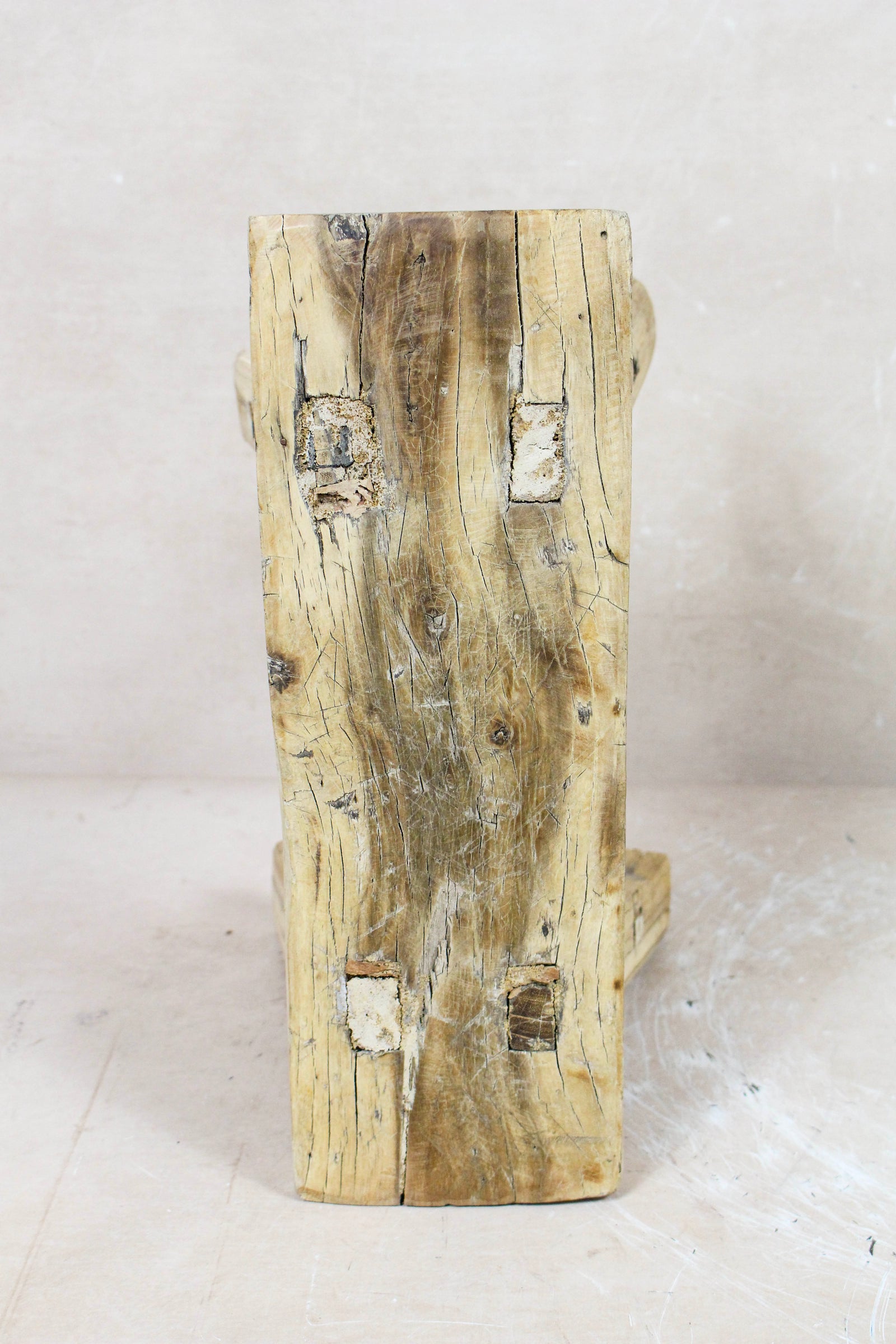 Small vintage rustic reclaimed elm wood stool 109 – Botanical Boys