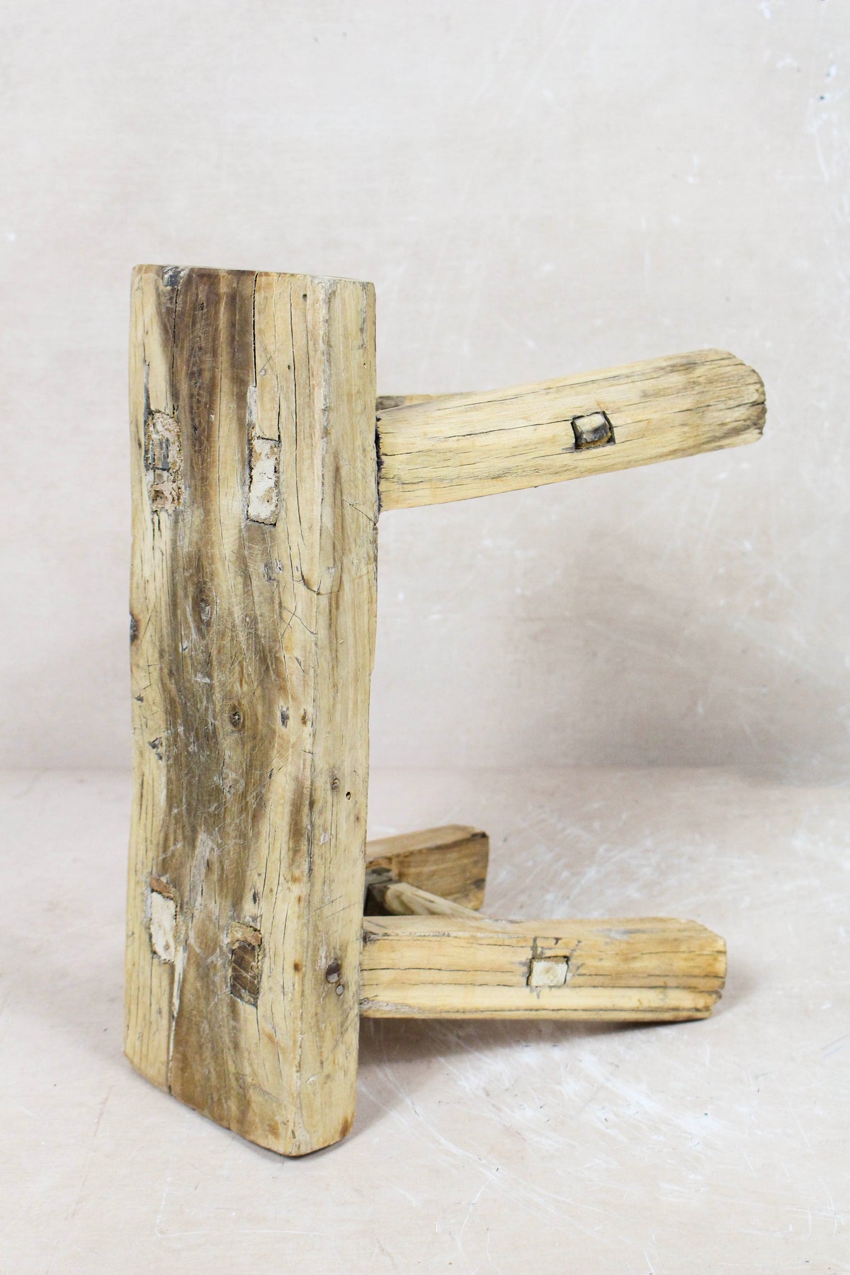 Small vintage rustic reclaimed elm wood stool 109 – Botanical Boys