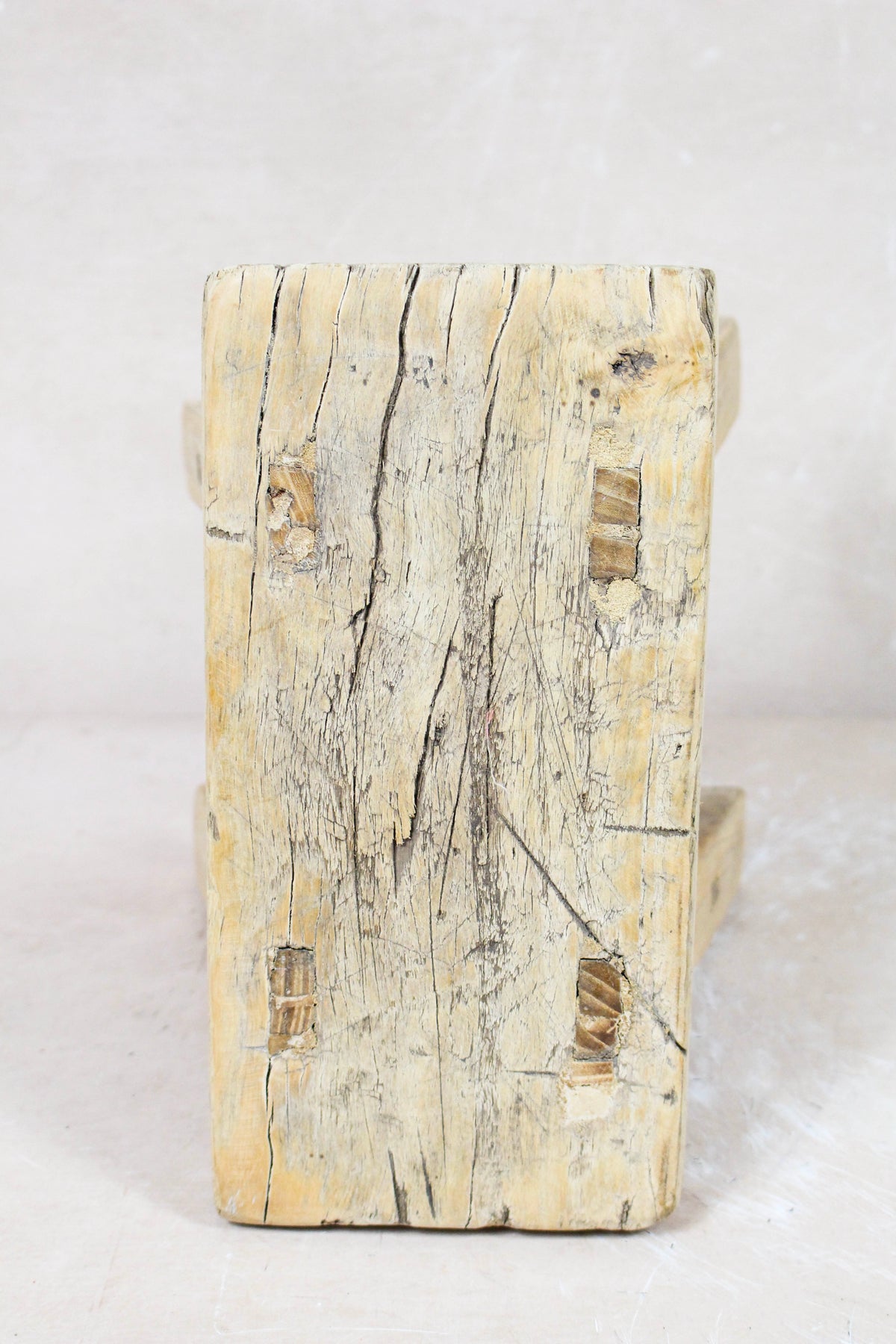 Small vintage rustic reclaimed elm wood stool 115 – Botanical Boys