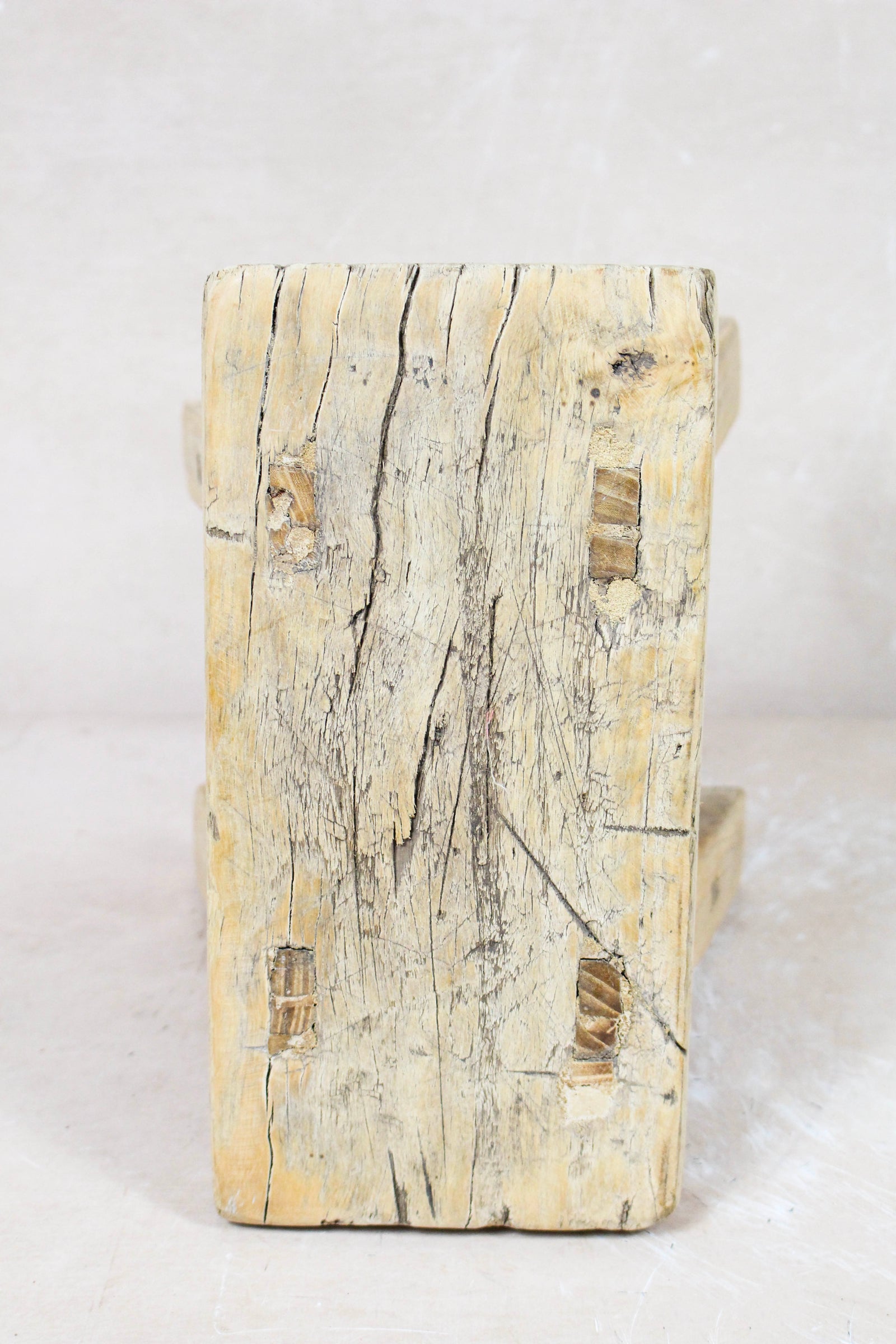Small vintage rustic reclaimed elm wood stool 115 – Botanical Boys