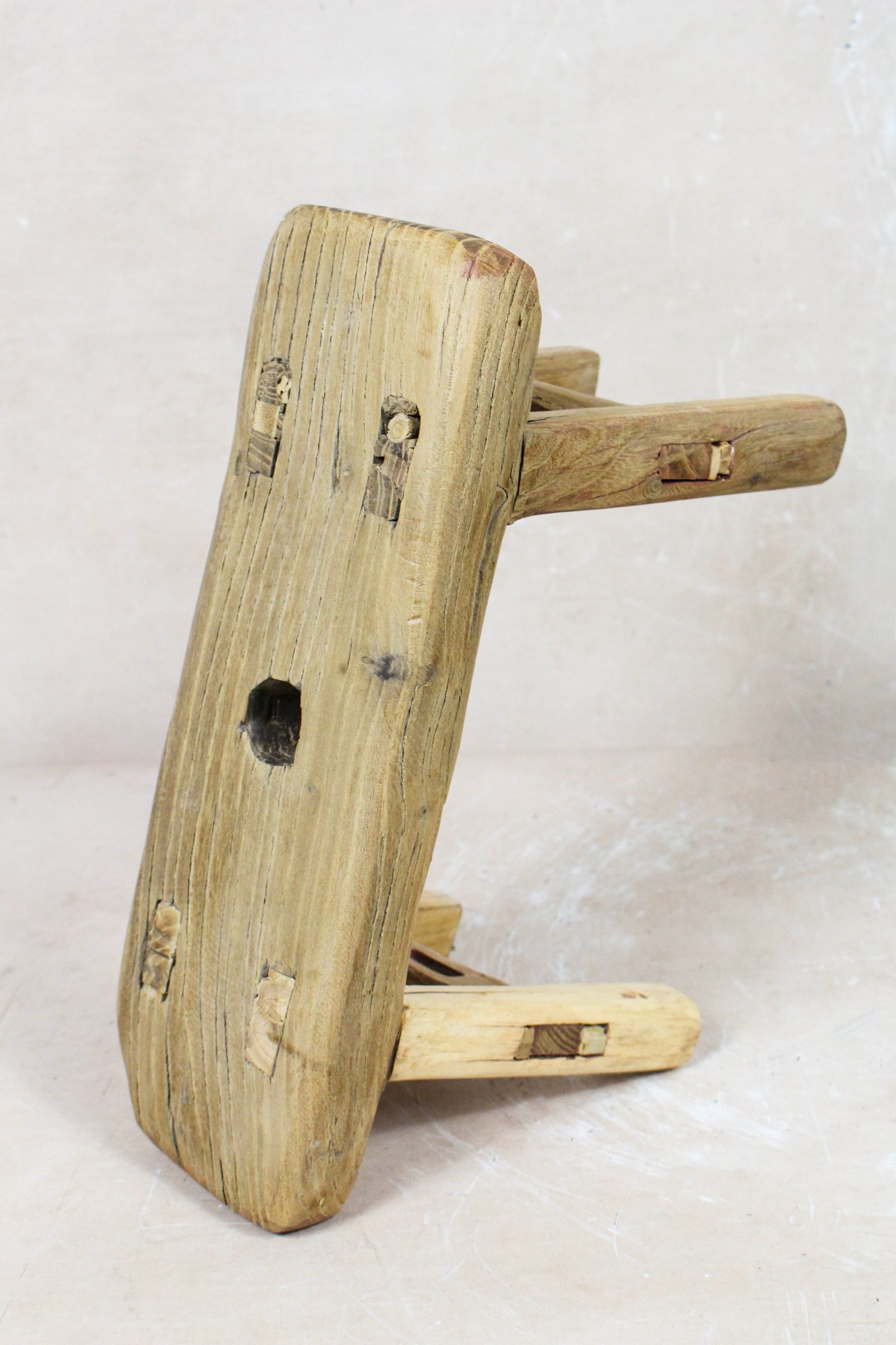Small vintage rustic reclaimed elm wood stool 118 – Botanical Boys