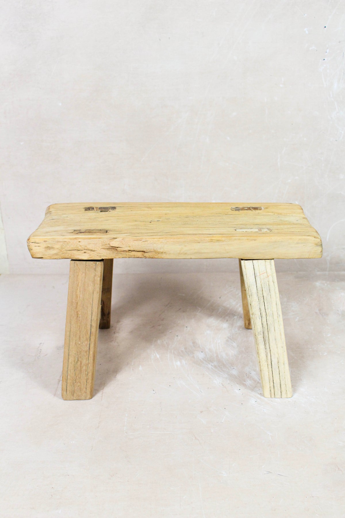 Small vintage rustic reclaimed elm wood stool 120 – Botanical Boys