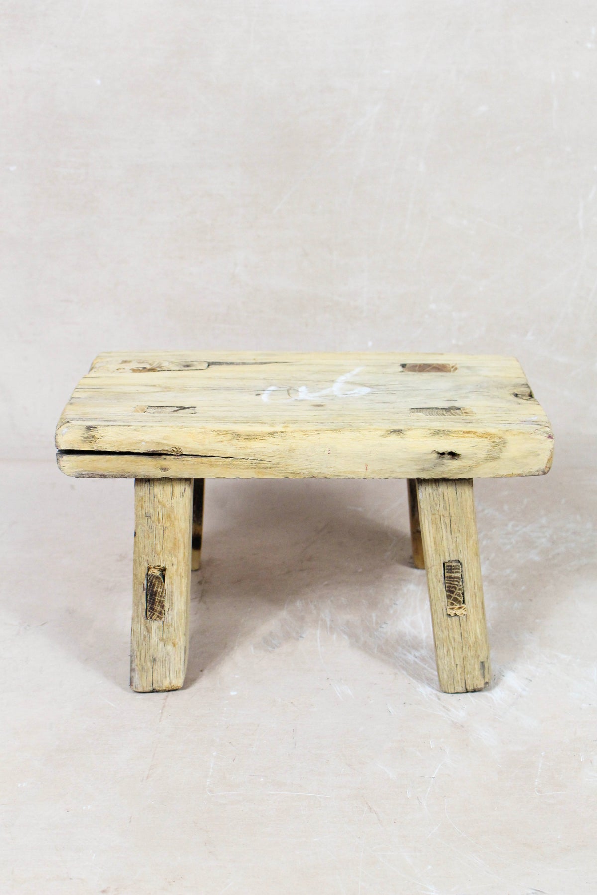 Small vintage rustic reclaimed elm wood stool 121 – Botanical Boys