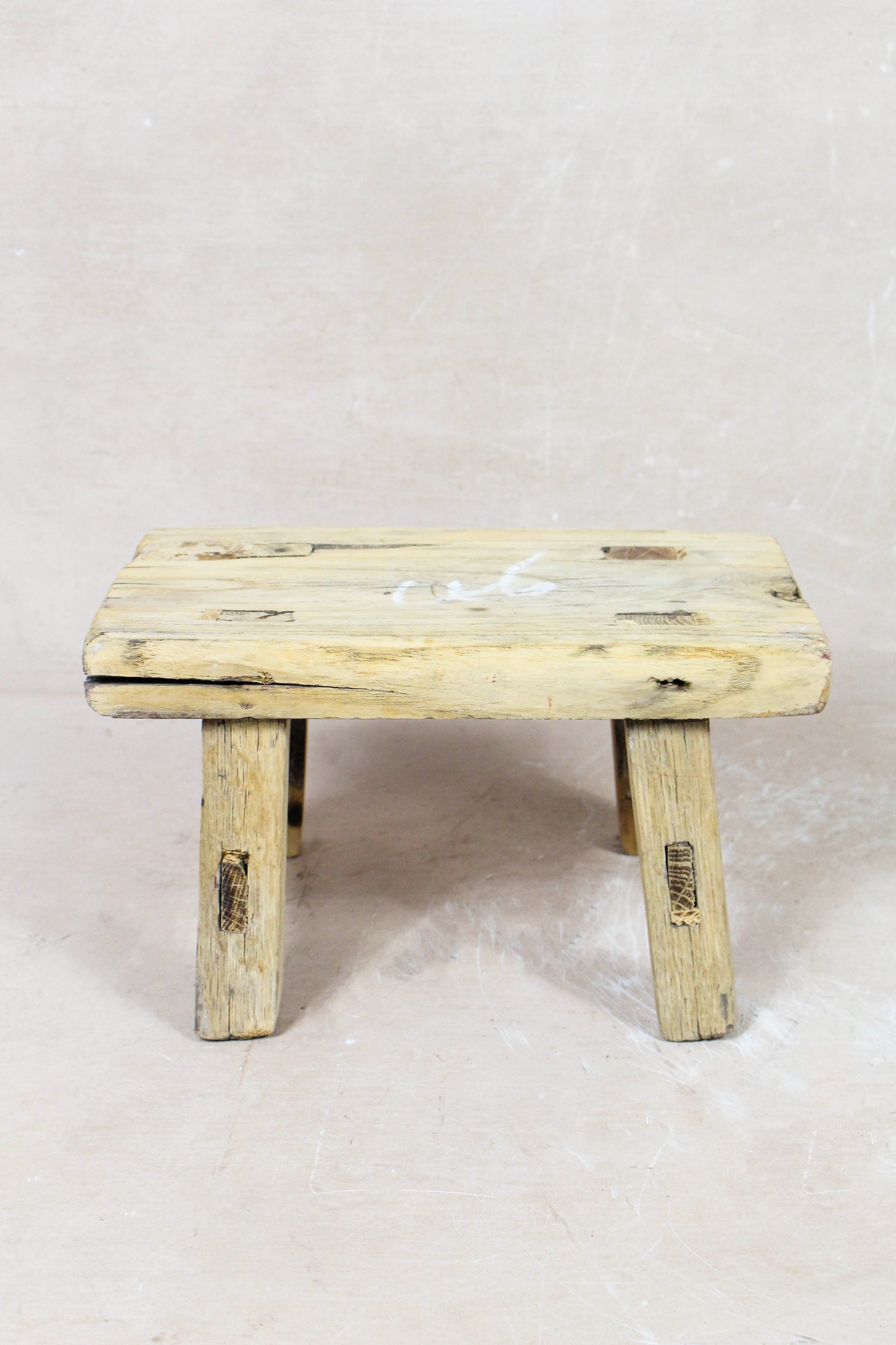 Small vintage rustic stool in reclaimed elm wood