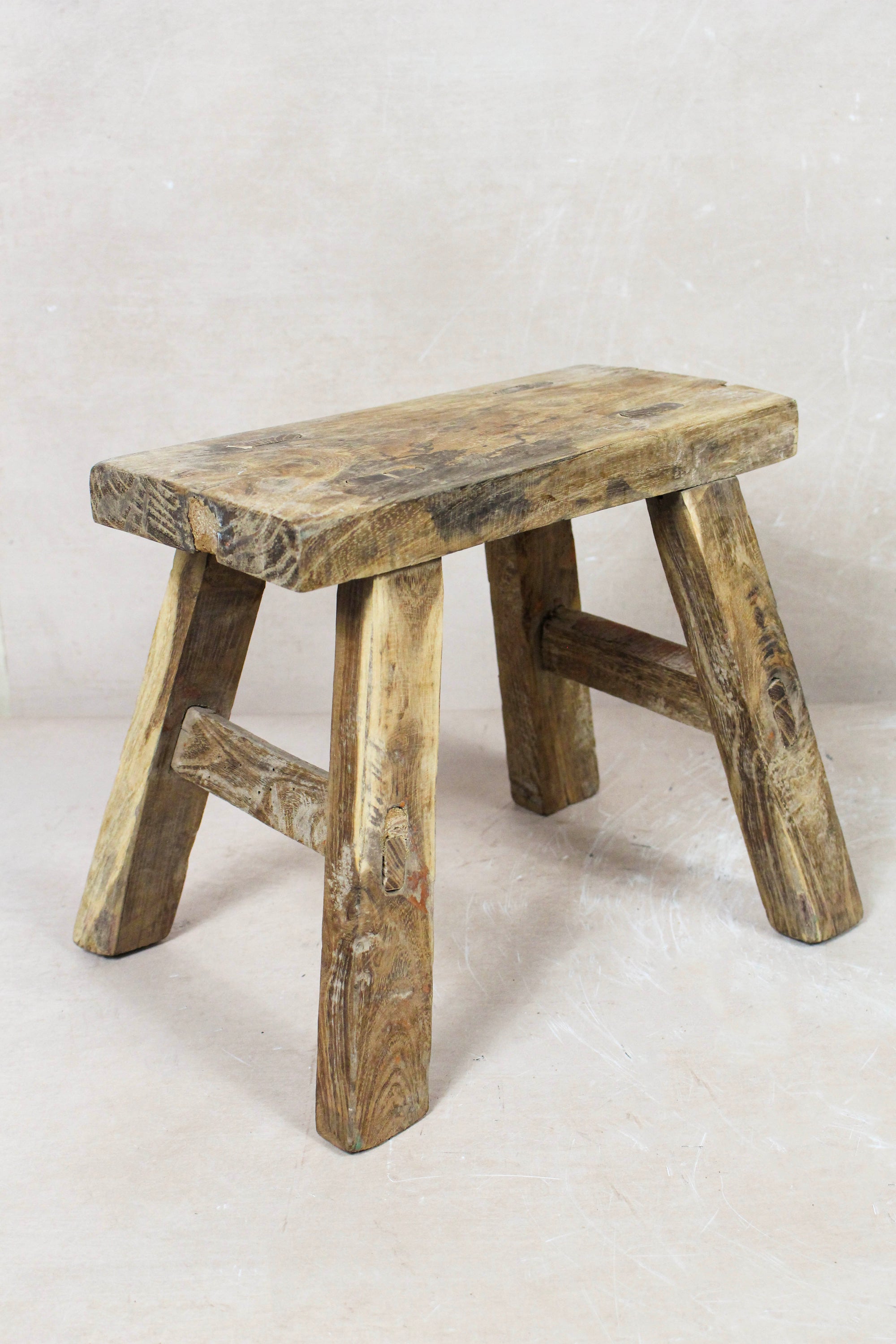 Vintage Rustic Stool - Elm wood - Small - 126 - Botanical Boys