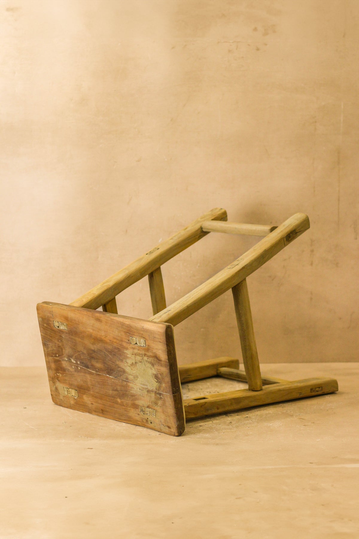 Vintage Rustic Elm Wood Stool - Medium - No 62