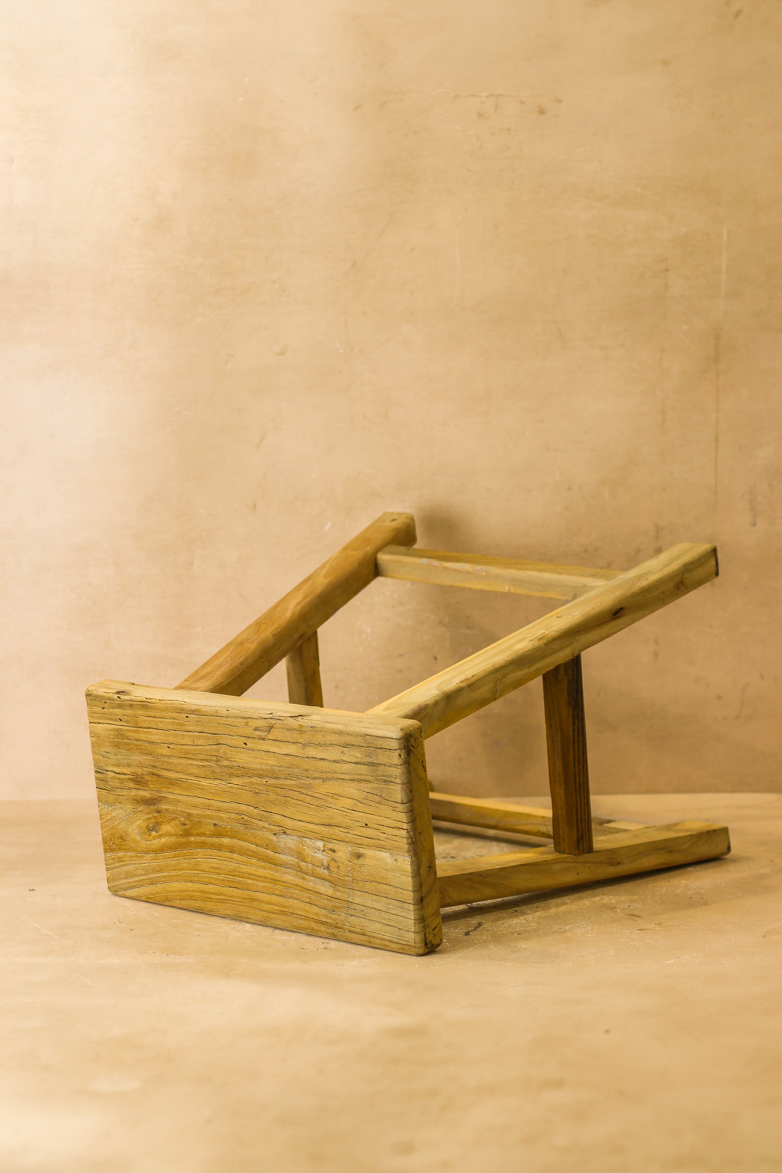 Vintage Rustic Elm Wood Stool - Medium - No 63