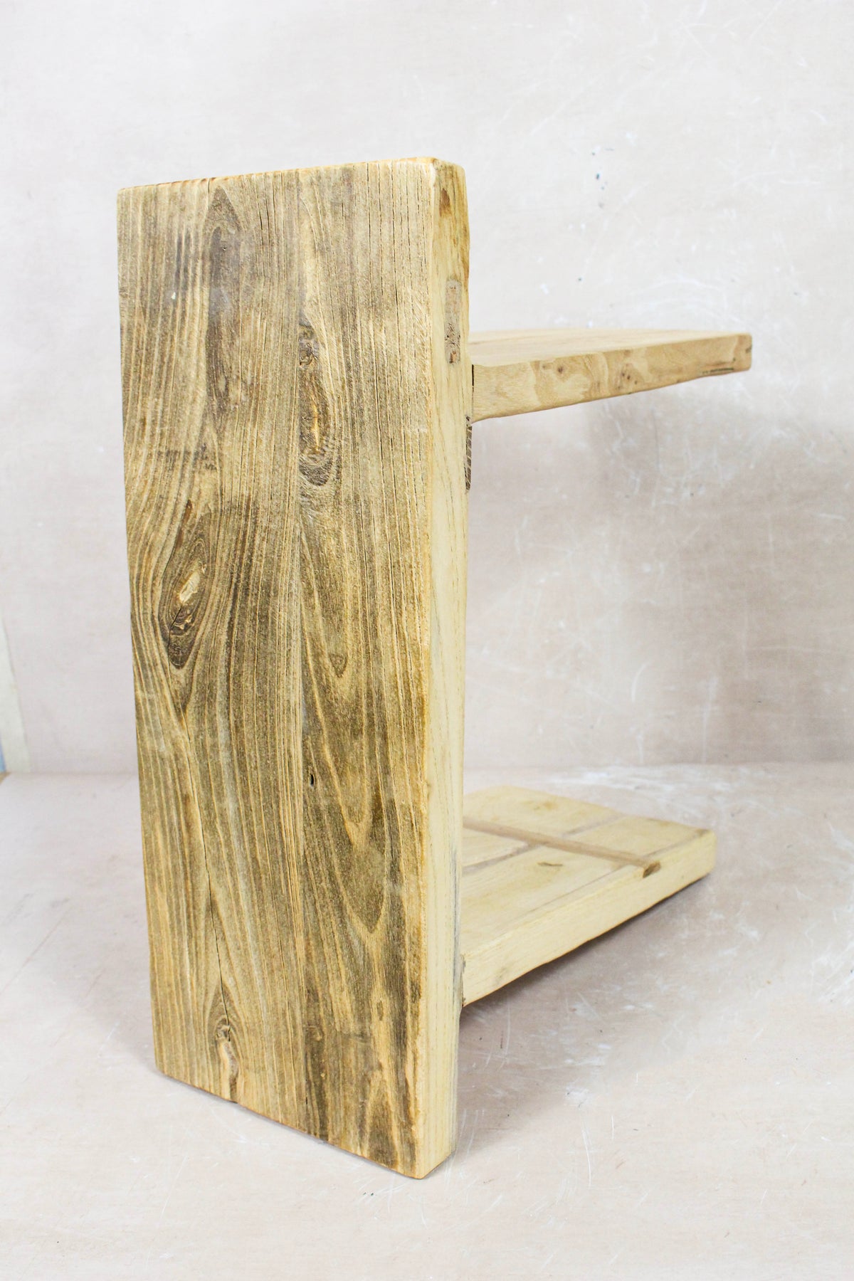 Vintage Rustic Square Elm Wood Stool - 134