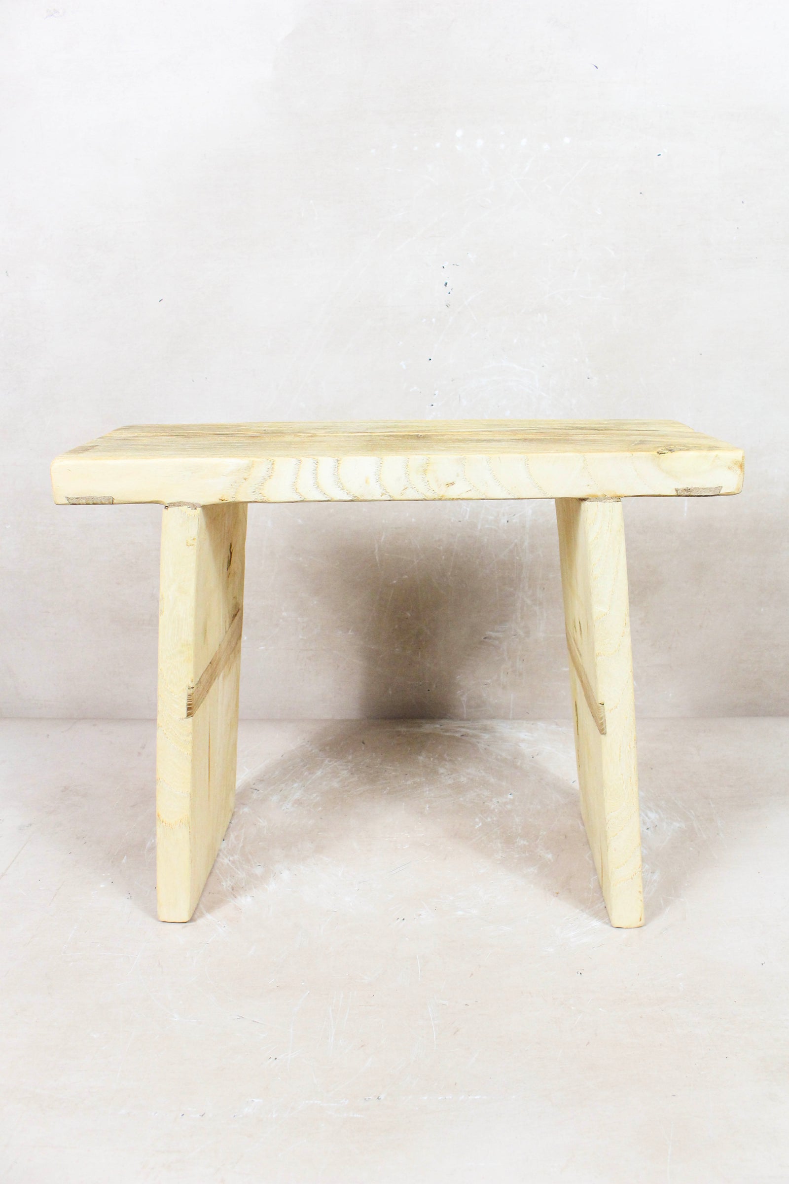 Vintage rustic square stool in reclaimed elm wood