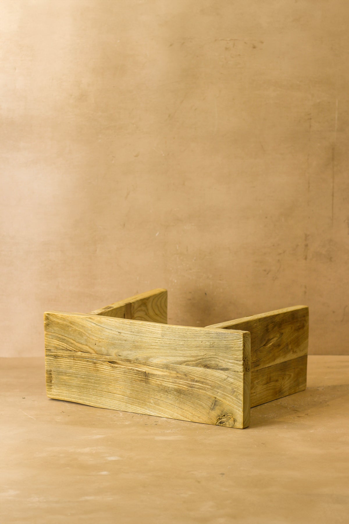 Vintage Rustic Square Elm Wood Stool - No 2