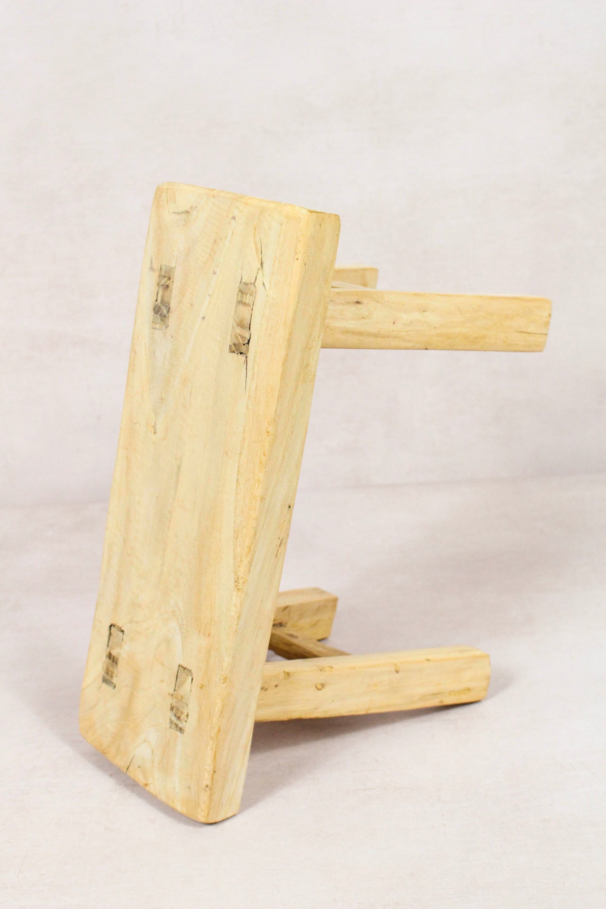 Small vintage rustic reclaimed elm wood stool 140 – Botanical Boys