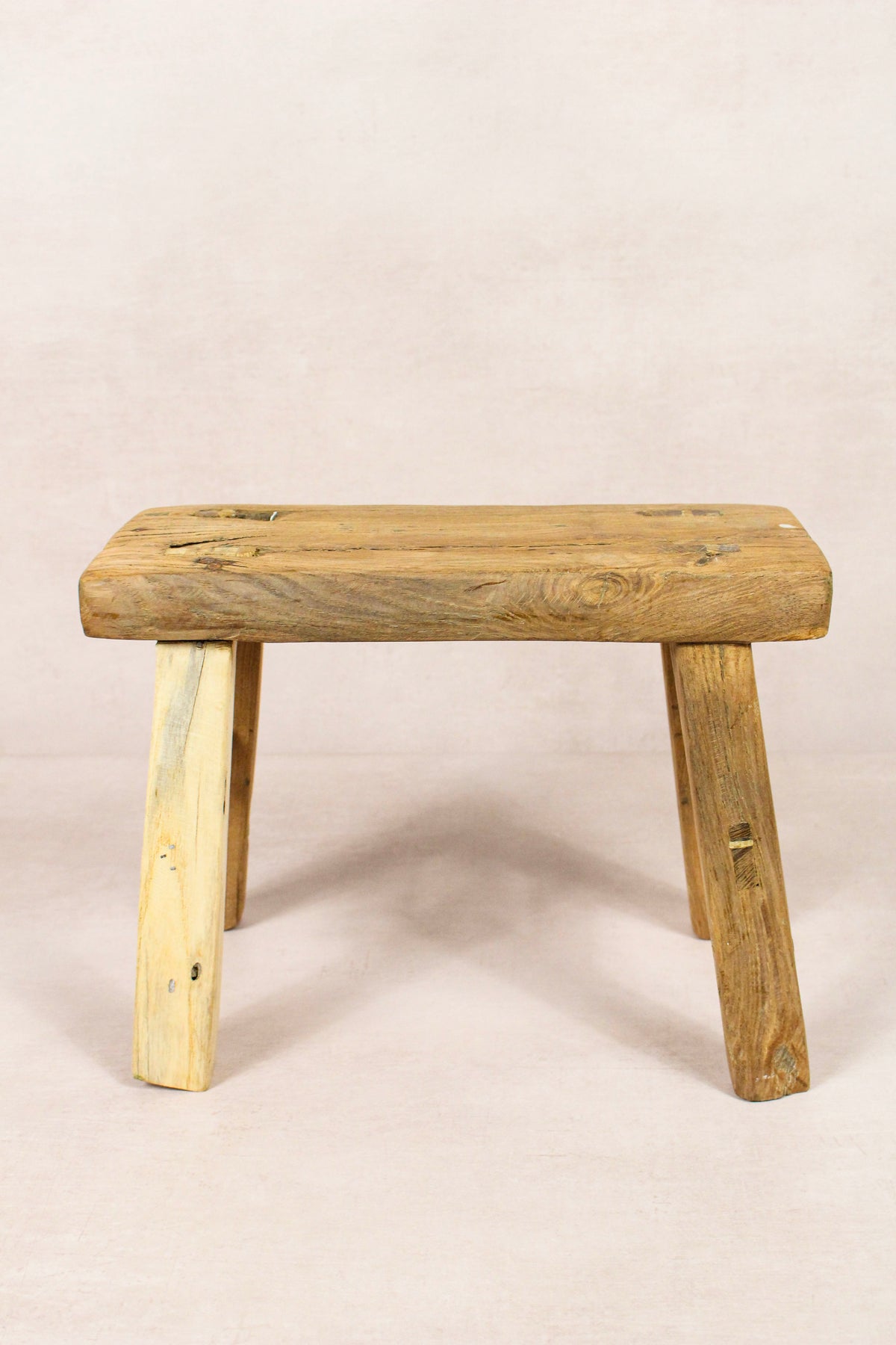 Small vintage rustic reclaimed elm wood stool 141 – Botanical Boys