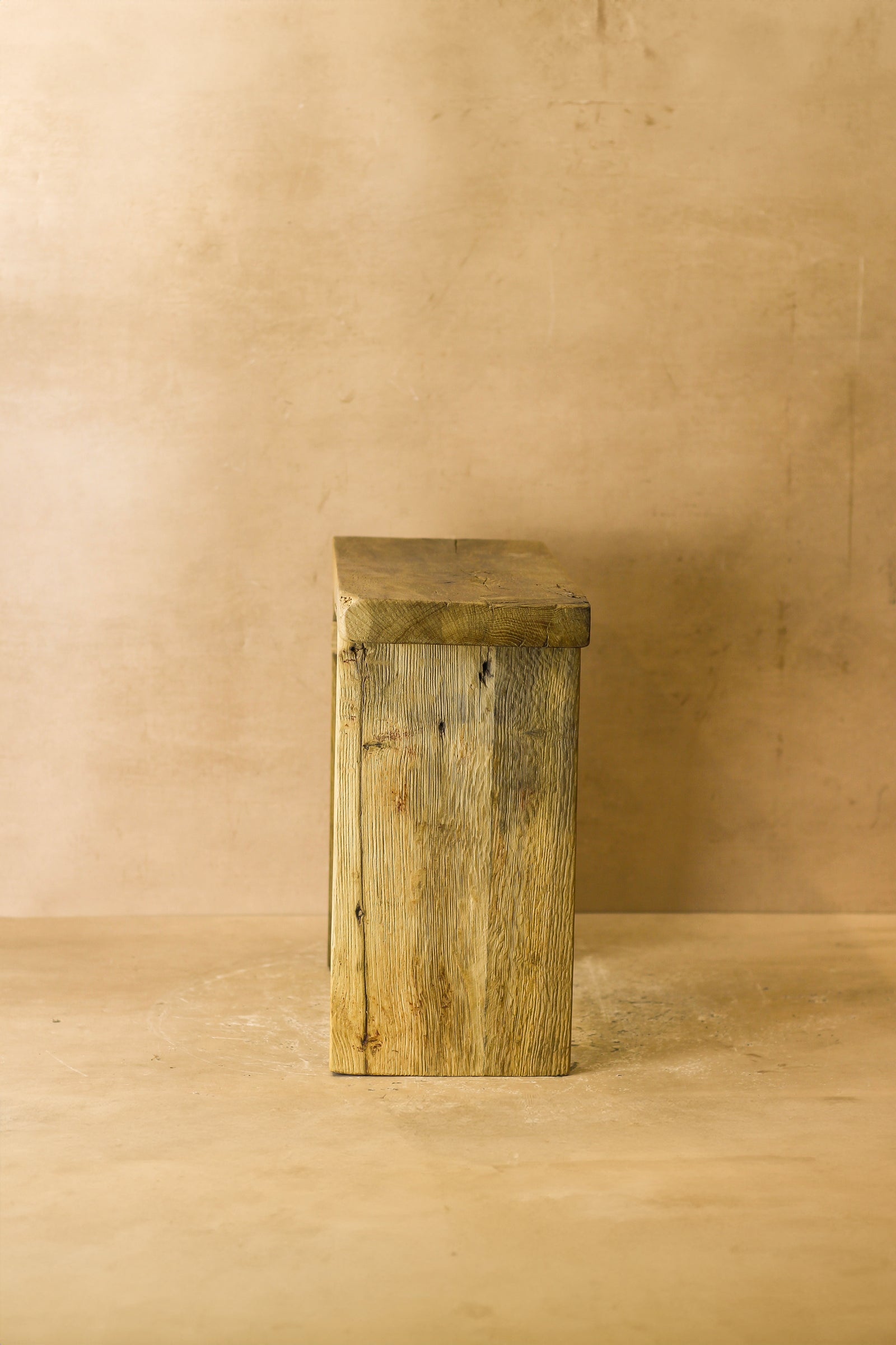 Vintage Rustic Square Elm Wood Stool - No 3