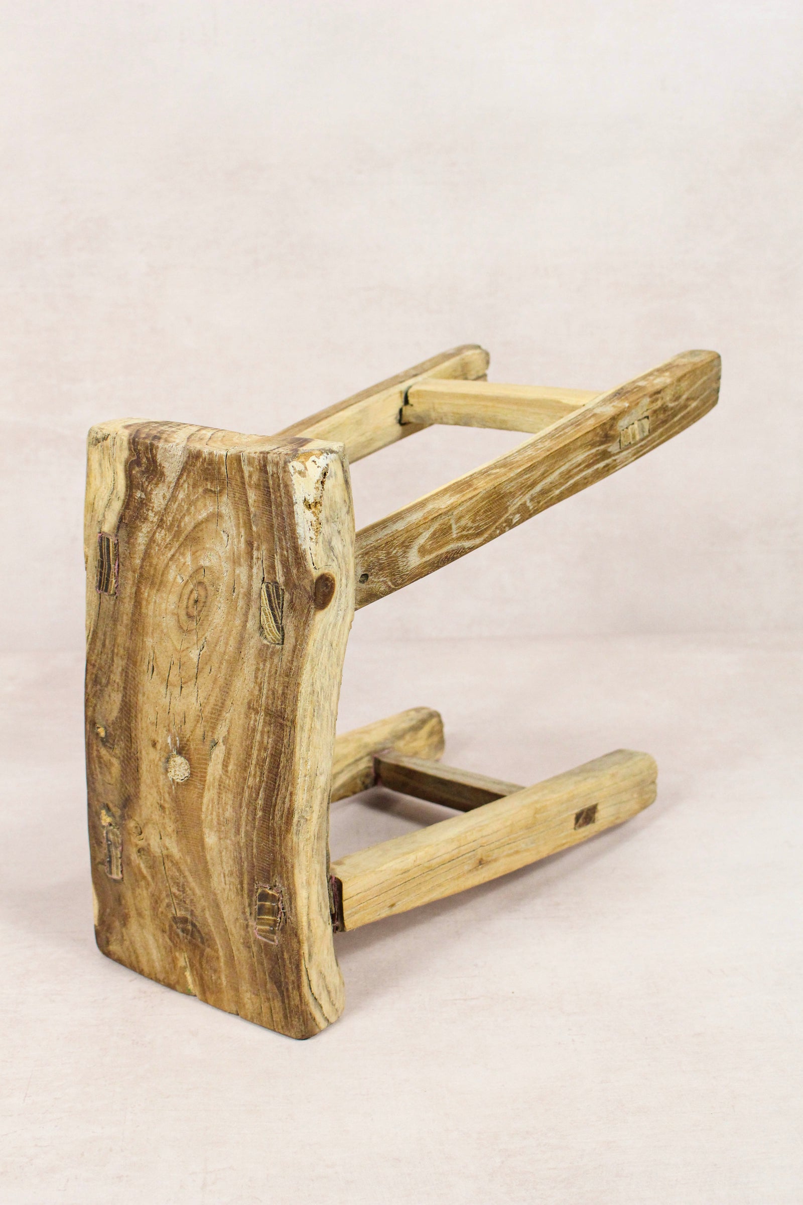 Small vintage rustic reclaimed elm wood stool 142 – Botanical Boys