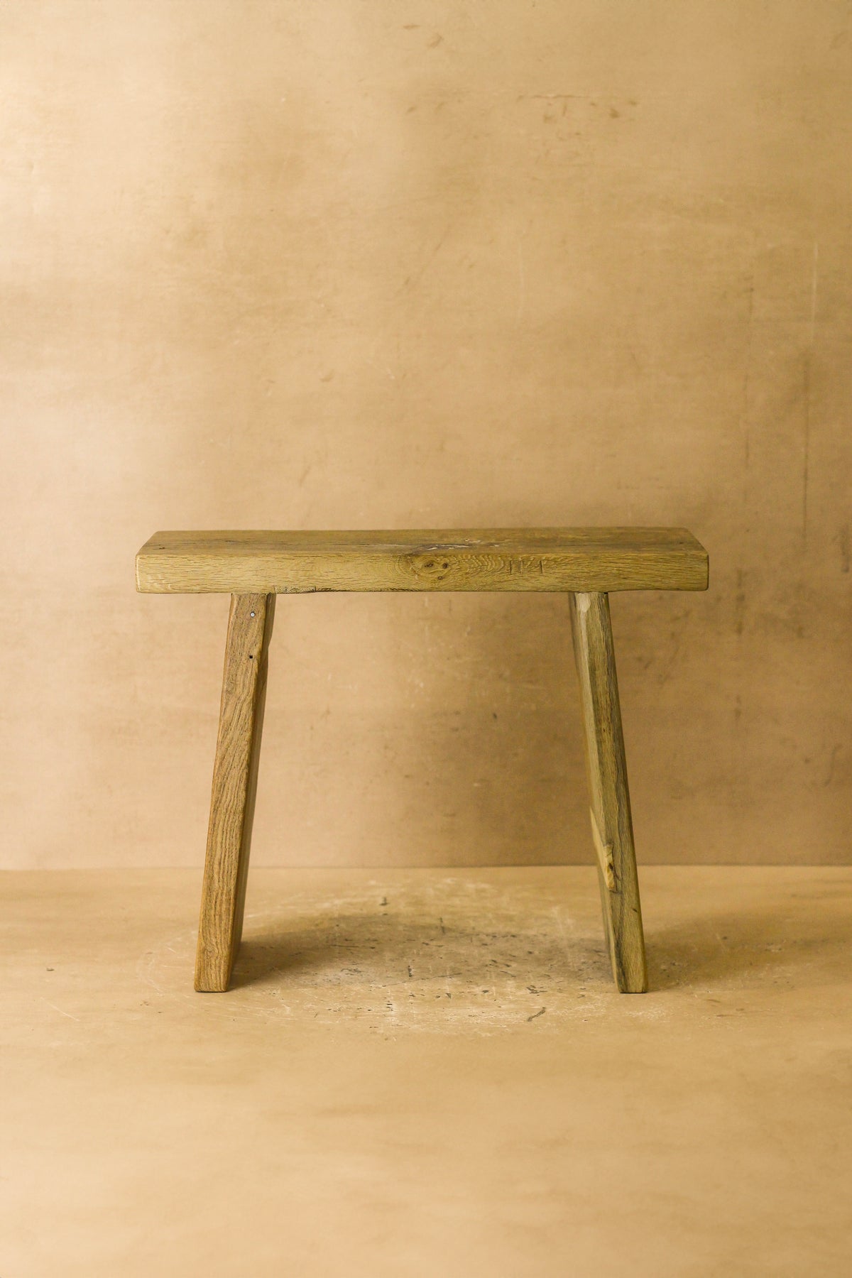 Vintage Rustic Square Elm Wood Stool - No 4