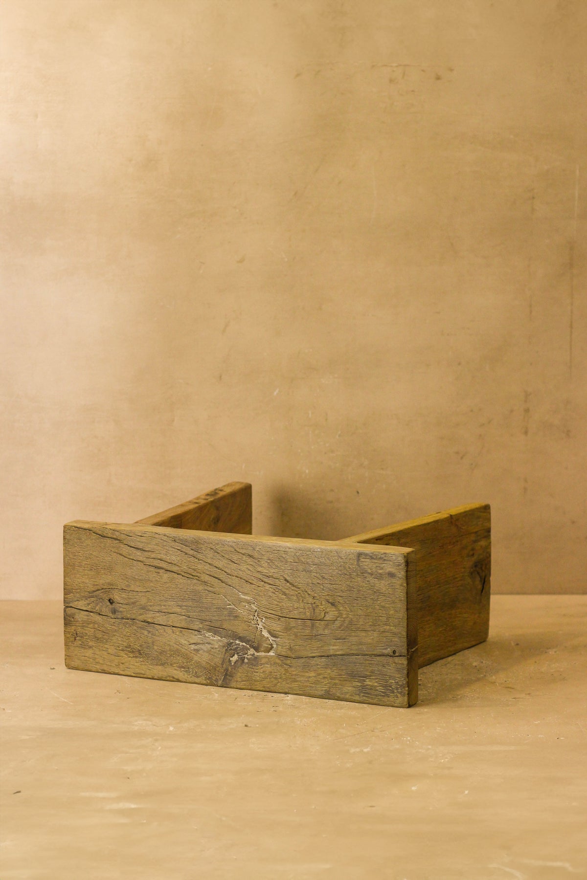 Vintage Rustic Square Elm Wood Stool - No 4