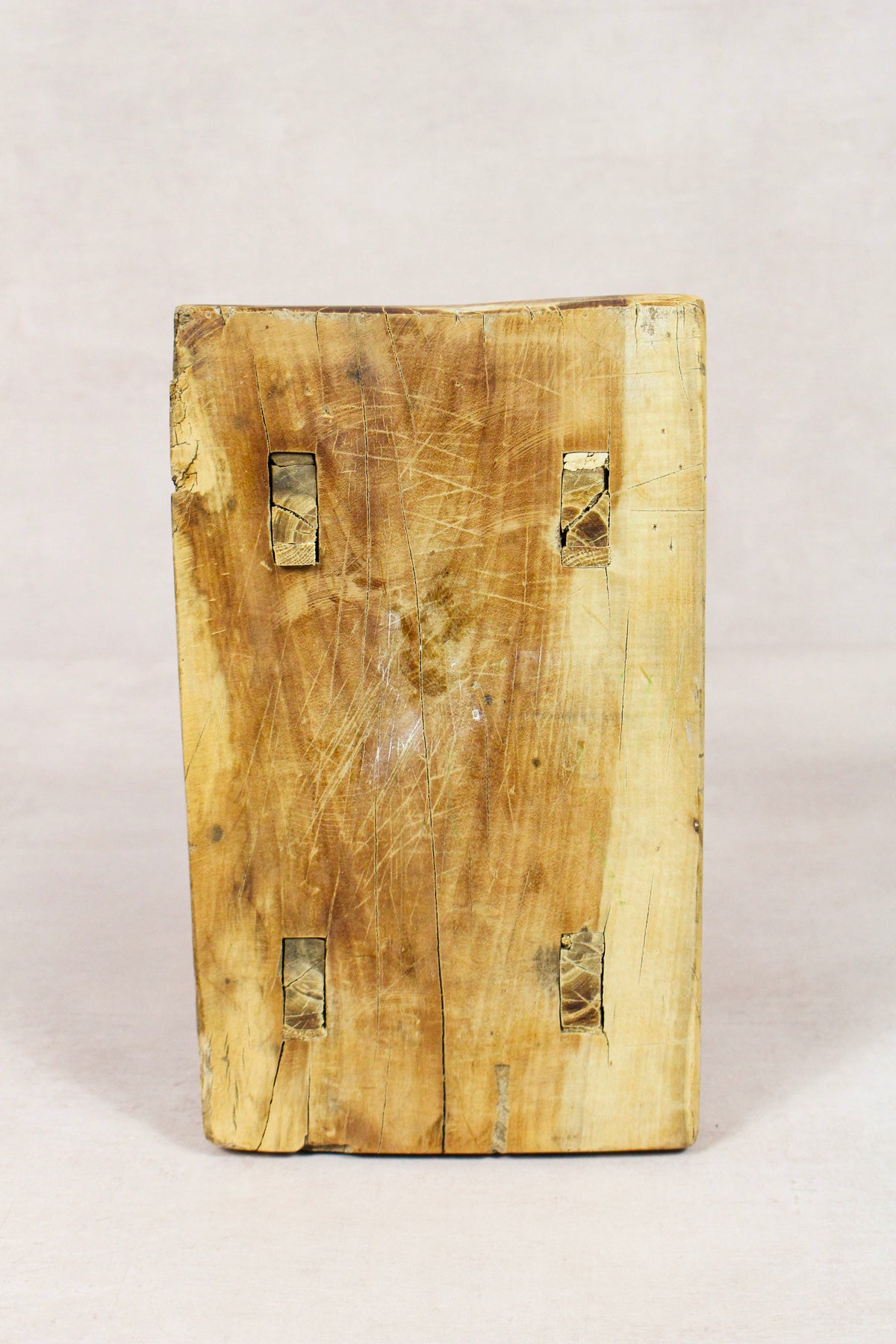 Small vintage rustic reclaimed elm wood stool 143 – Botanical Boys