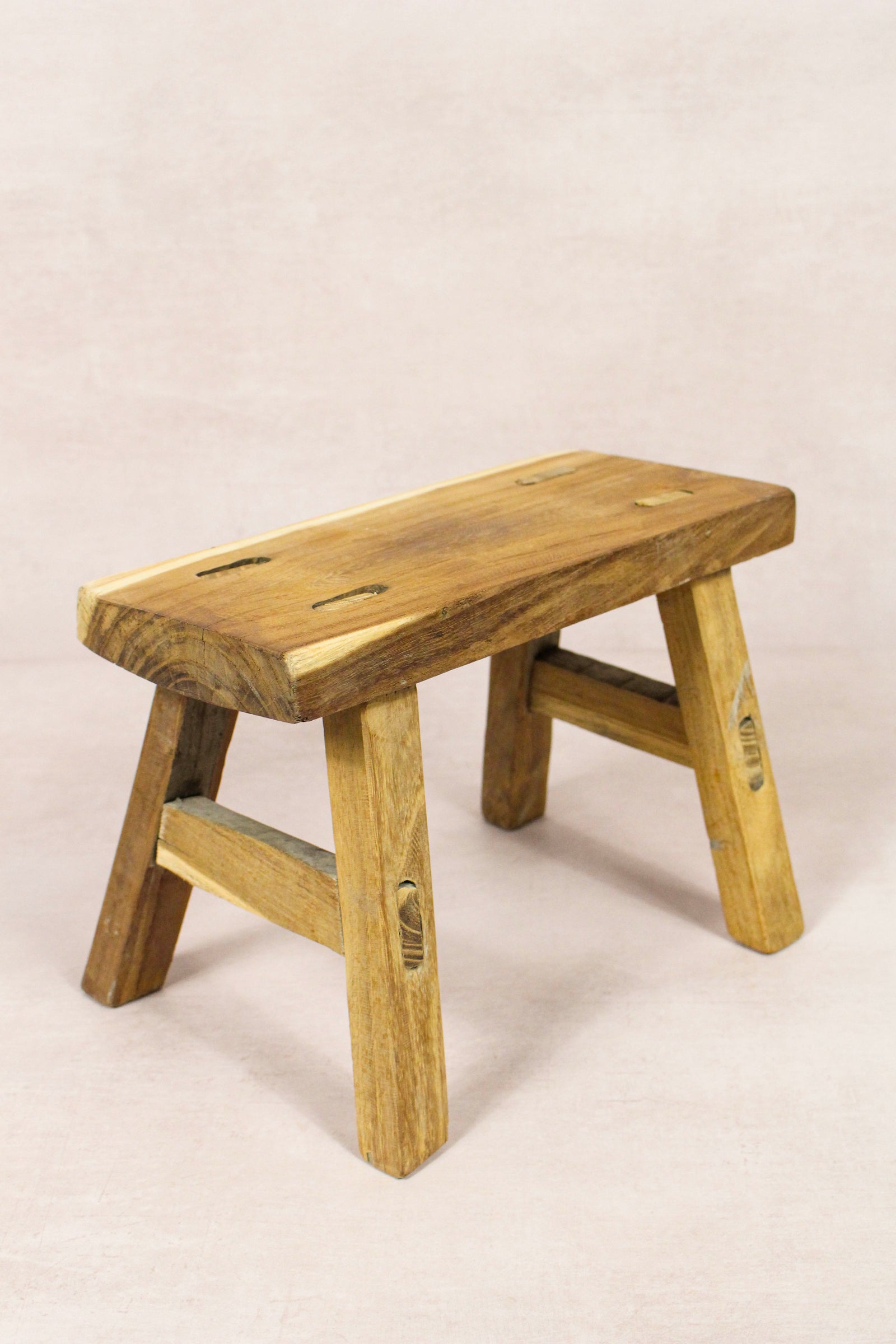 Small vintage rustic reclaimed elm wood stool 144 – Botanical Boys