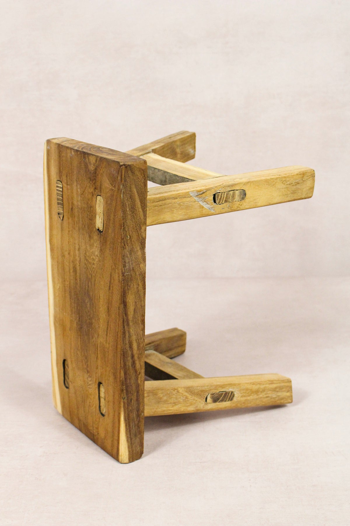 Small vintage rustic reclaimed elm wood stool 144 – Botanical Boys