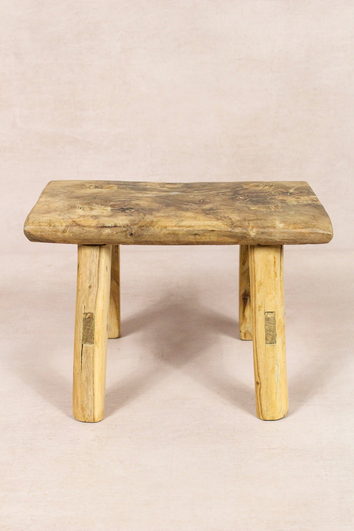 Small vintage rustic reclaimed elm wood stool 145 – Botanical Boys