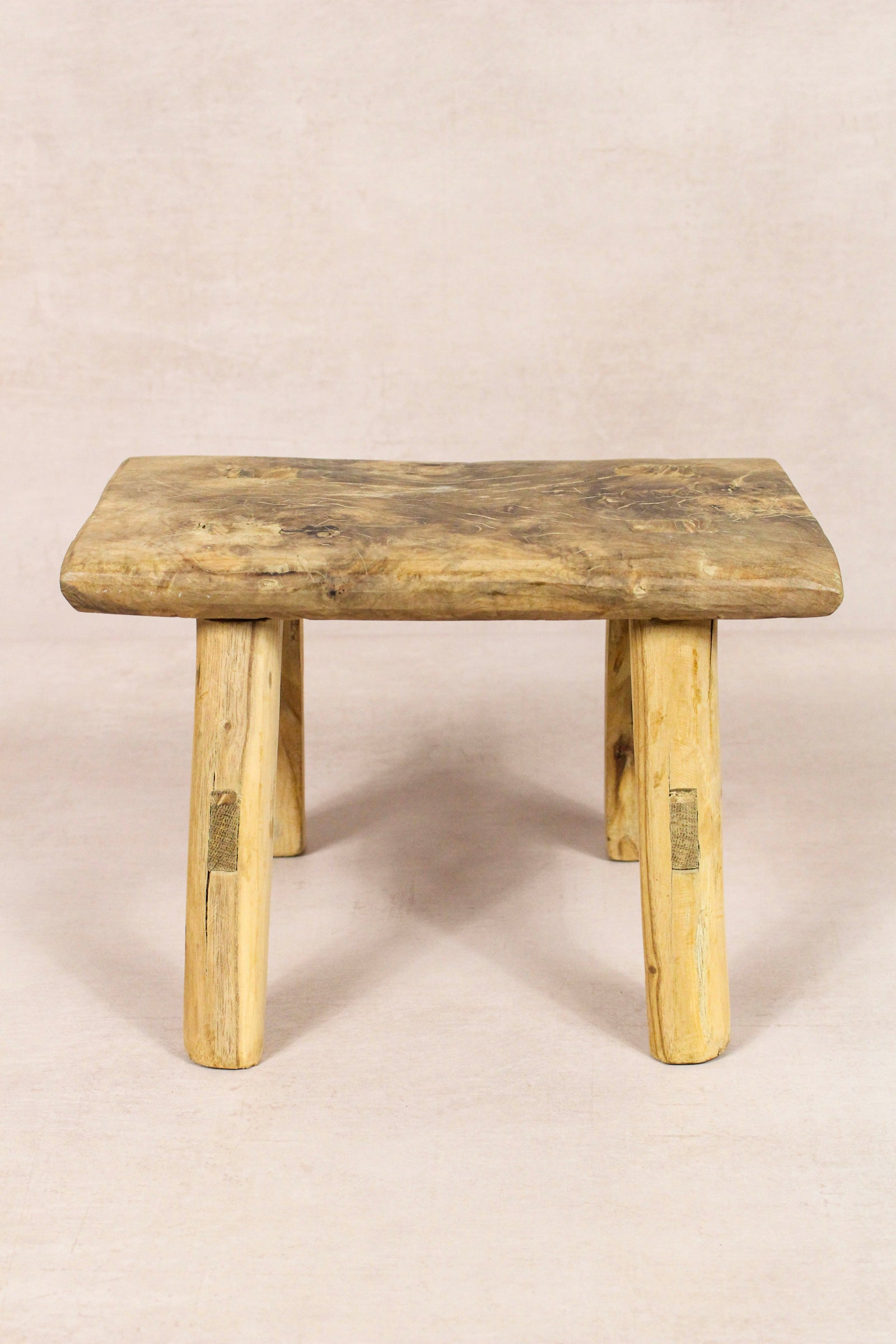 Small vintage rustic reclaimed elm wood stool 145 – Botanical Boys