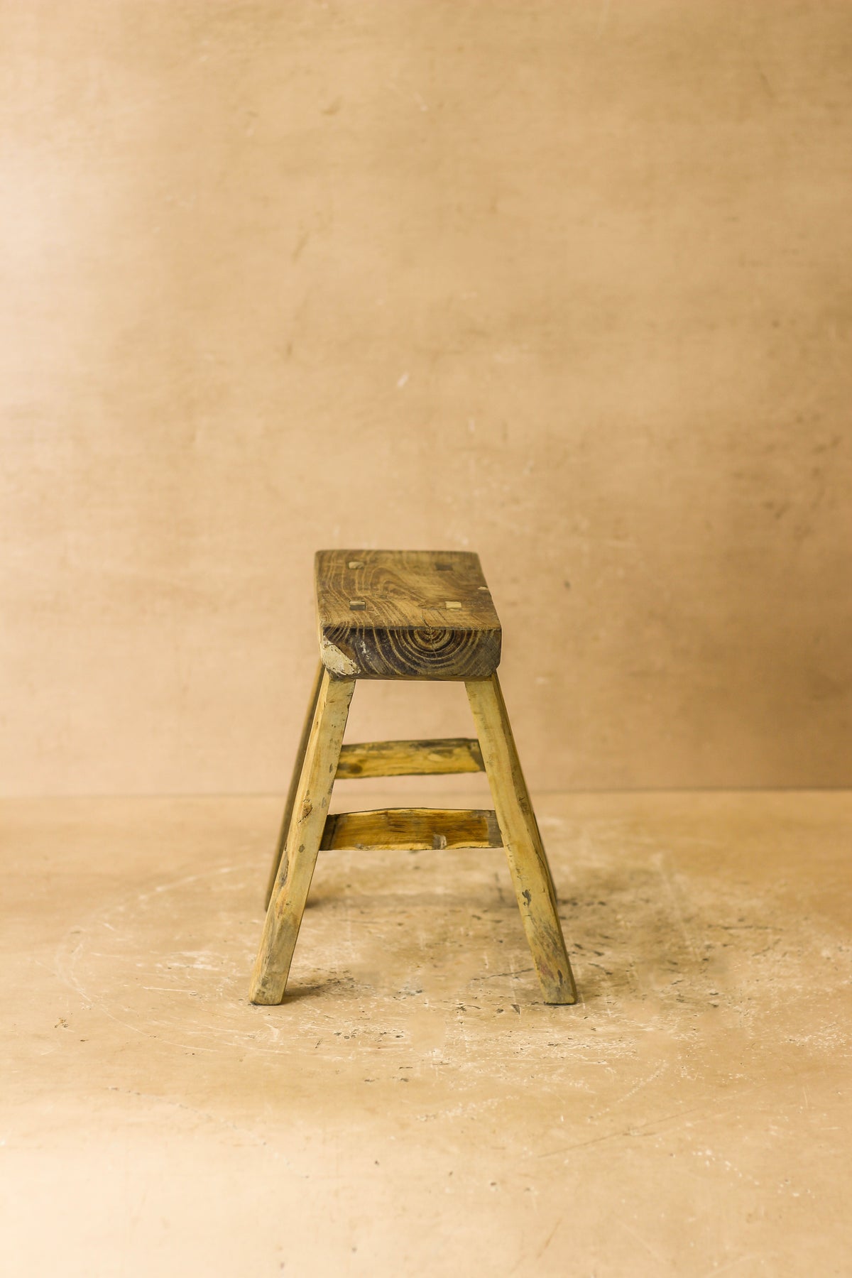 Vintage Rustic Elm Wood Stool - Small - No 18