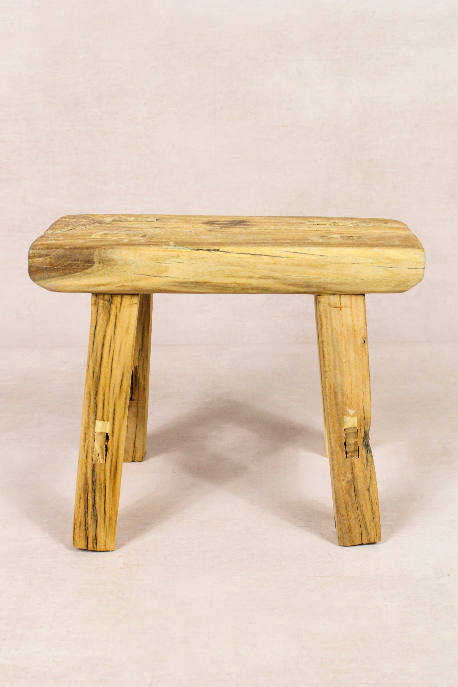Small vintage rustic stool in reclaimed elm wood