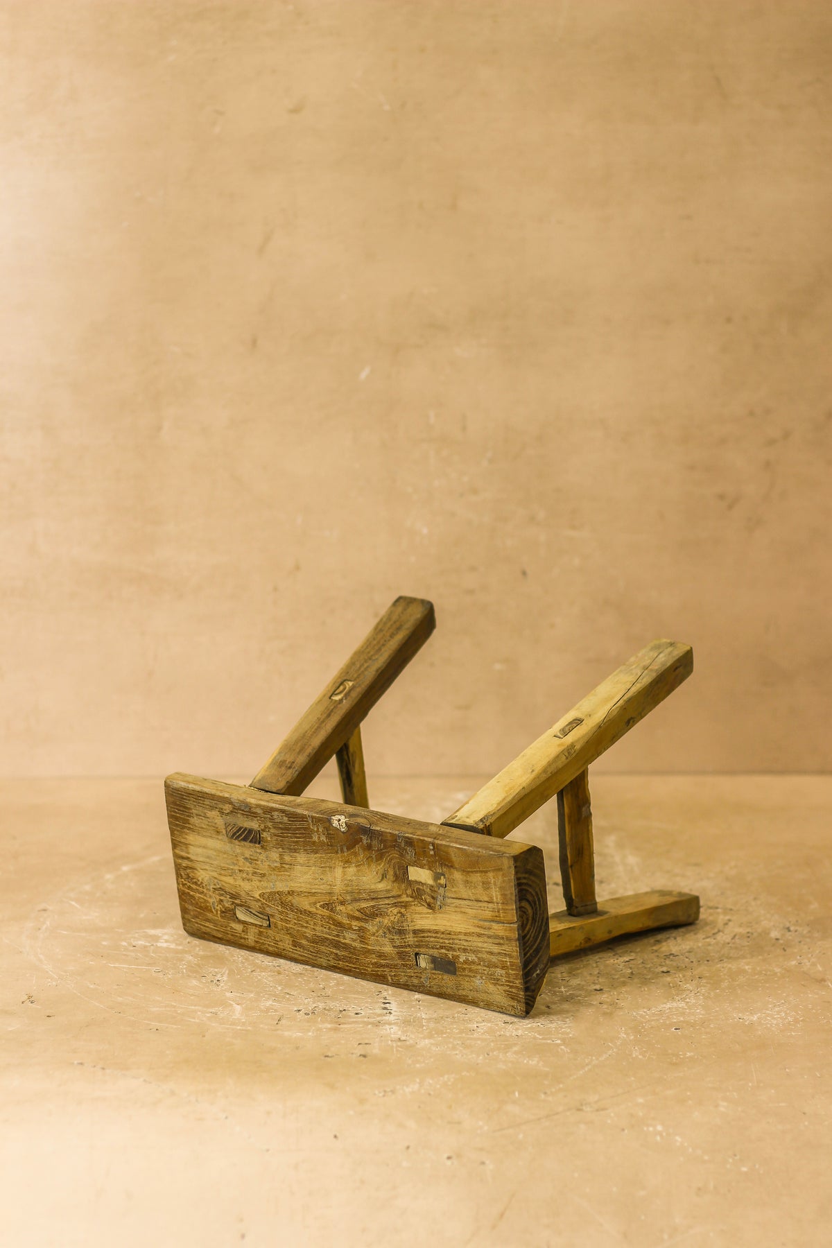 Vintage Rustic Elm Wood Stool - Small - No 18