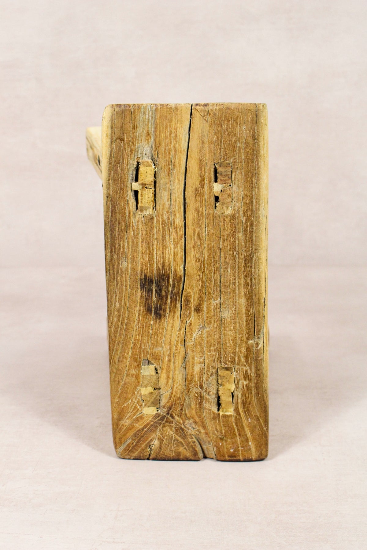 Small vintage rustic reclaimed elm wood stool 146 – Botanical Boys
