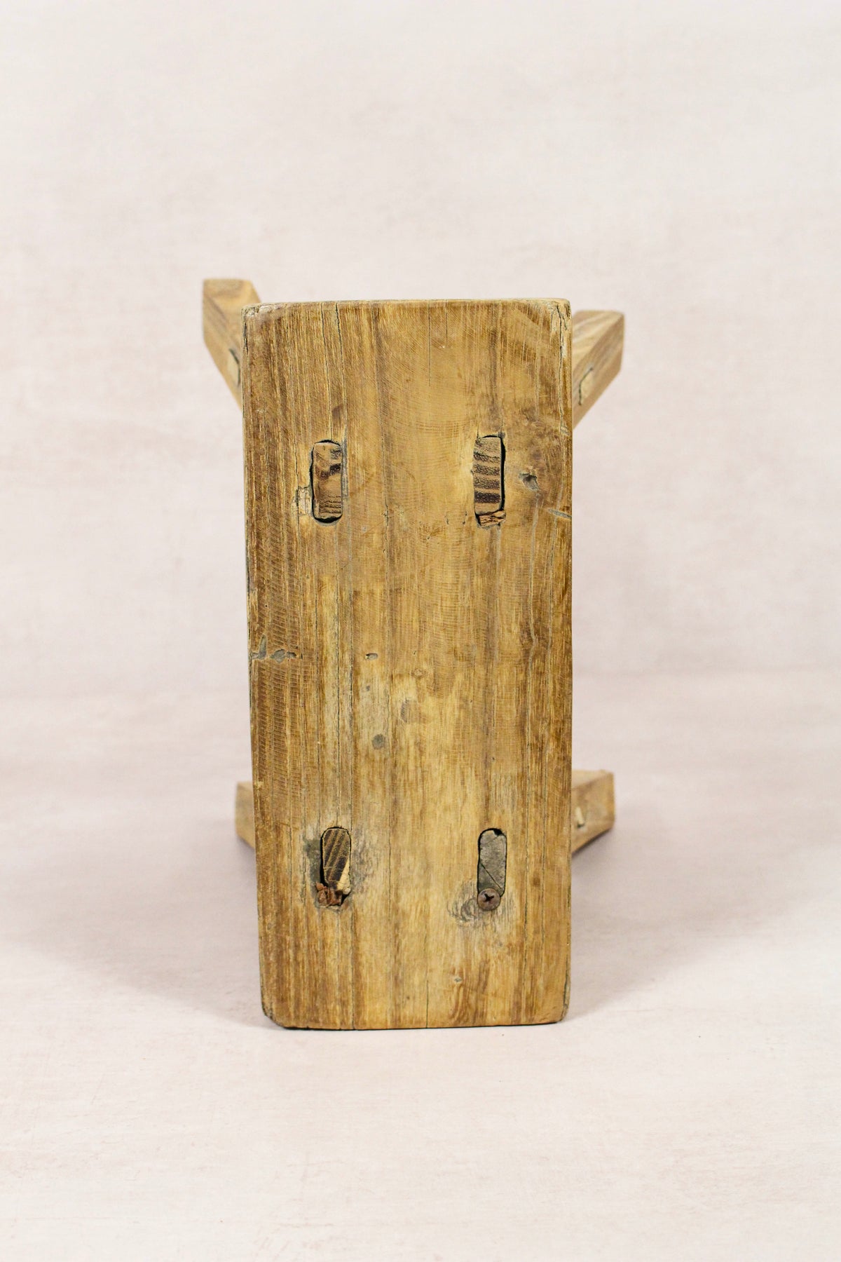 Small vintage rustic reclaimed elm wood stool 147 – Botanical Boys