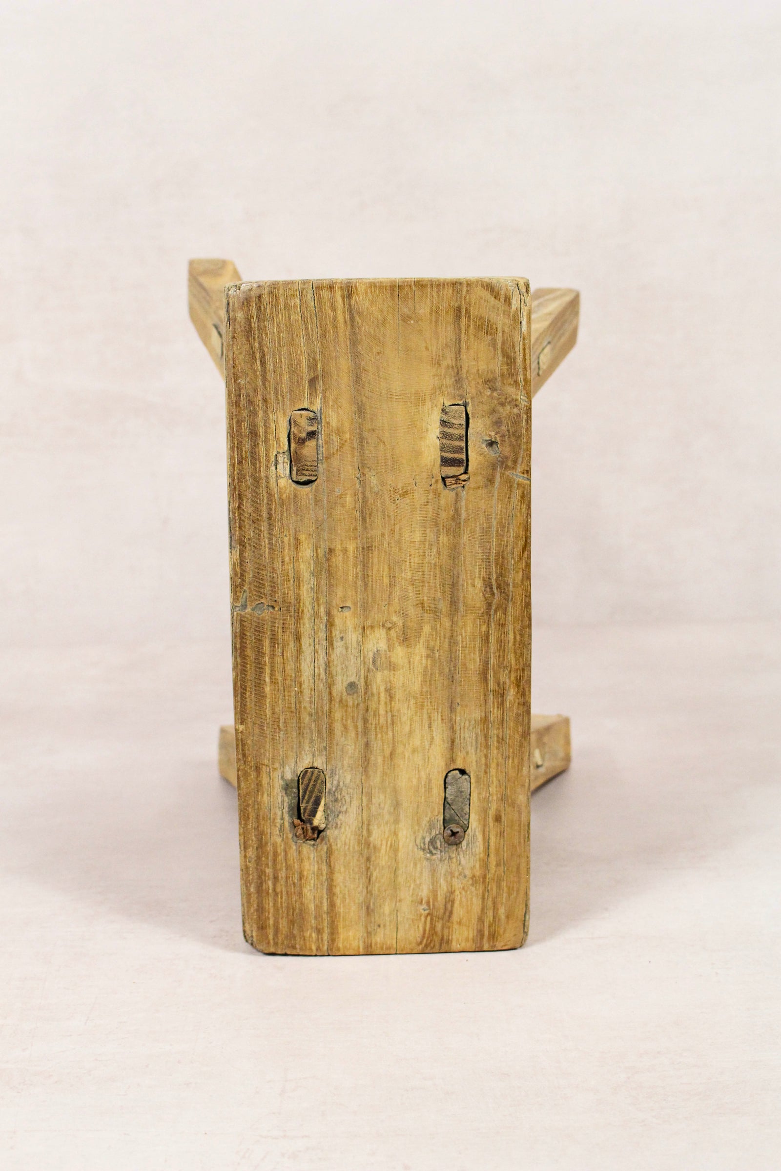 Small vintage rustic reclaimed elm wood stool 147 – Botanical Boys