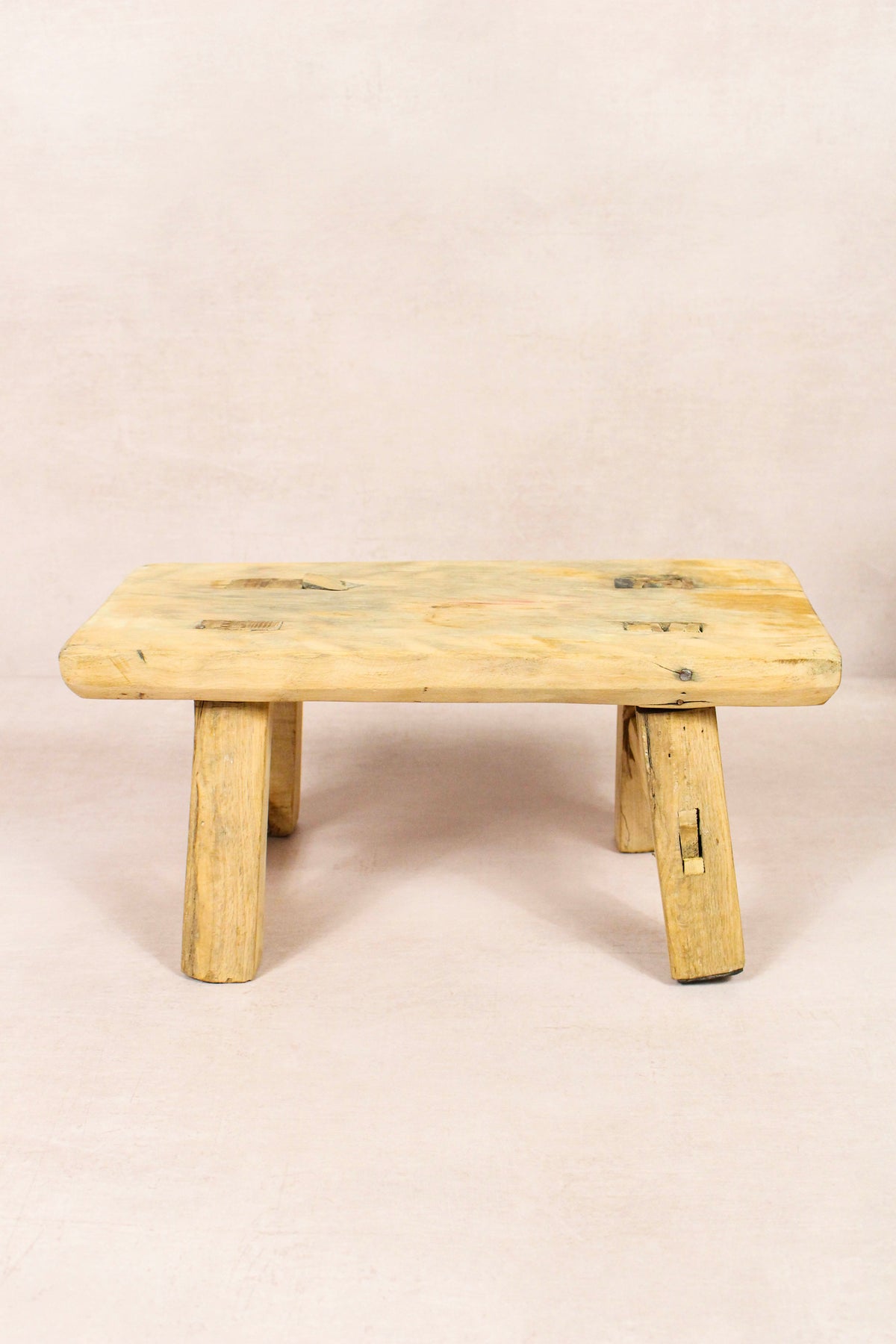 Small vintage rustic reclaimed elm wood stool 148 – Botanical Boys