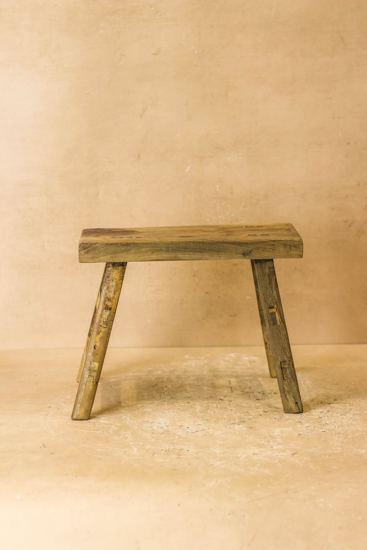 Vintage Rustic Elm Wood Stool - Small - No 20