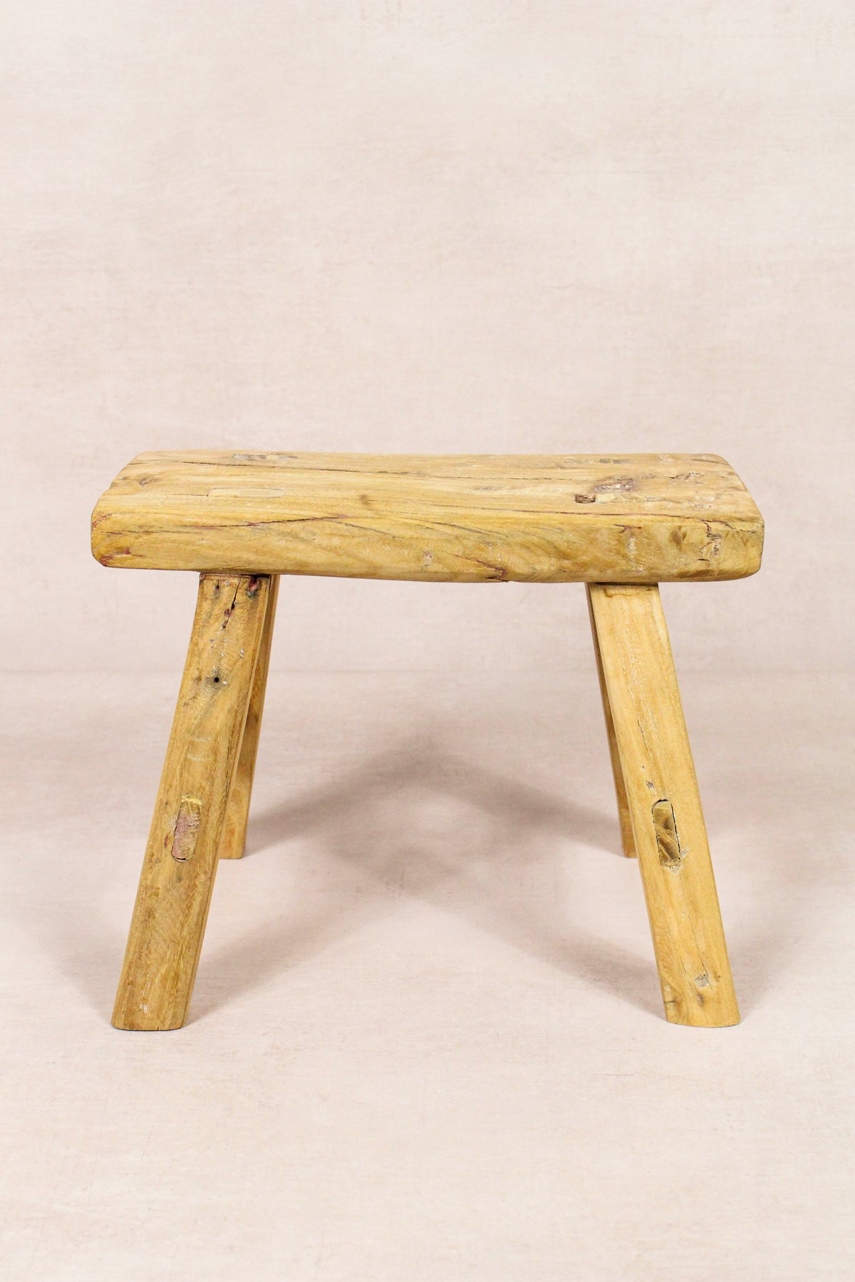 Small vintage rustic reclaimed elm wood stool 149 – Botanical Boys