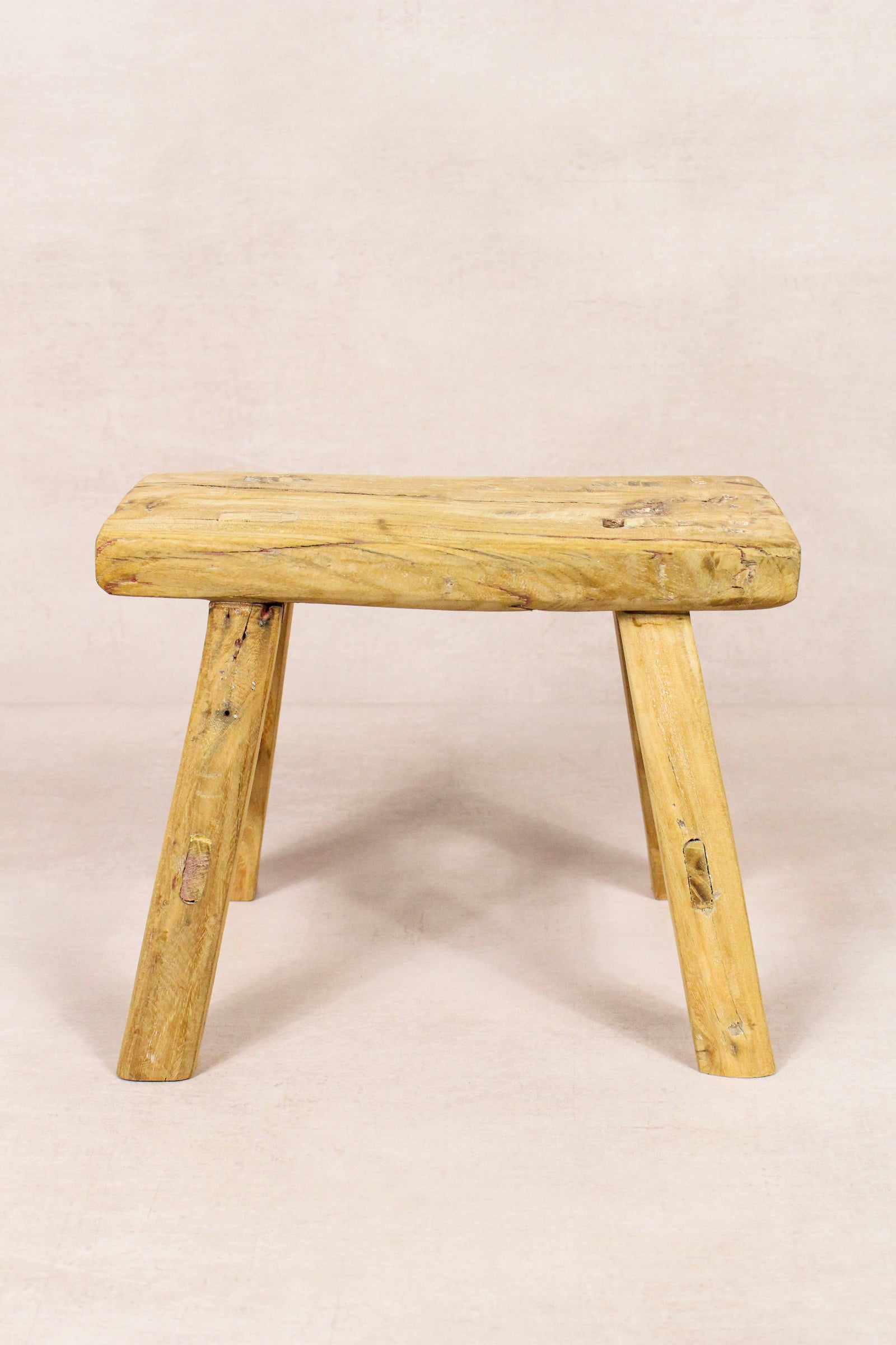 Small vintage rustic reclaimed elm wood stool 149 – Botanical Boys