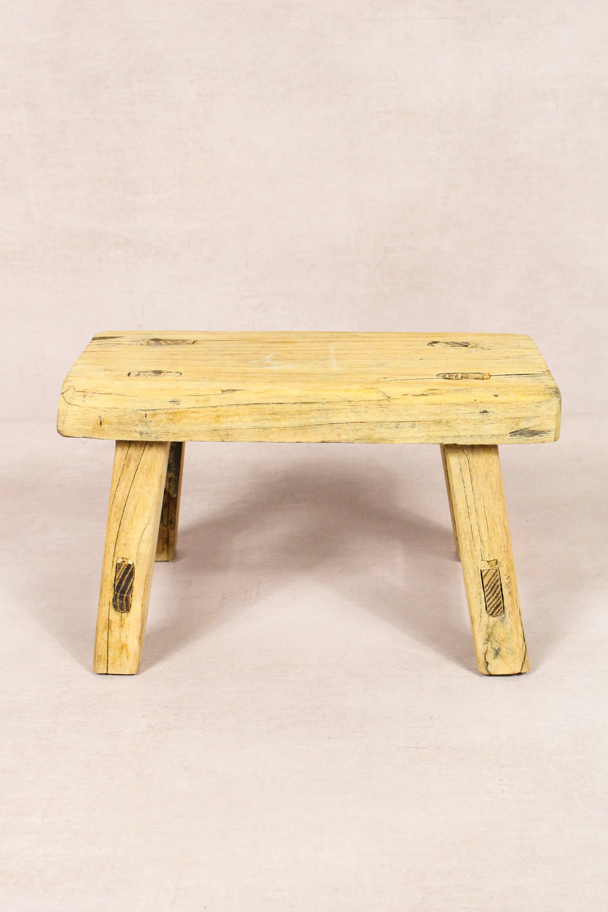 Small vintage rustic reclaimed elm wood stool 153 – Botanical Boys