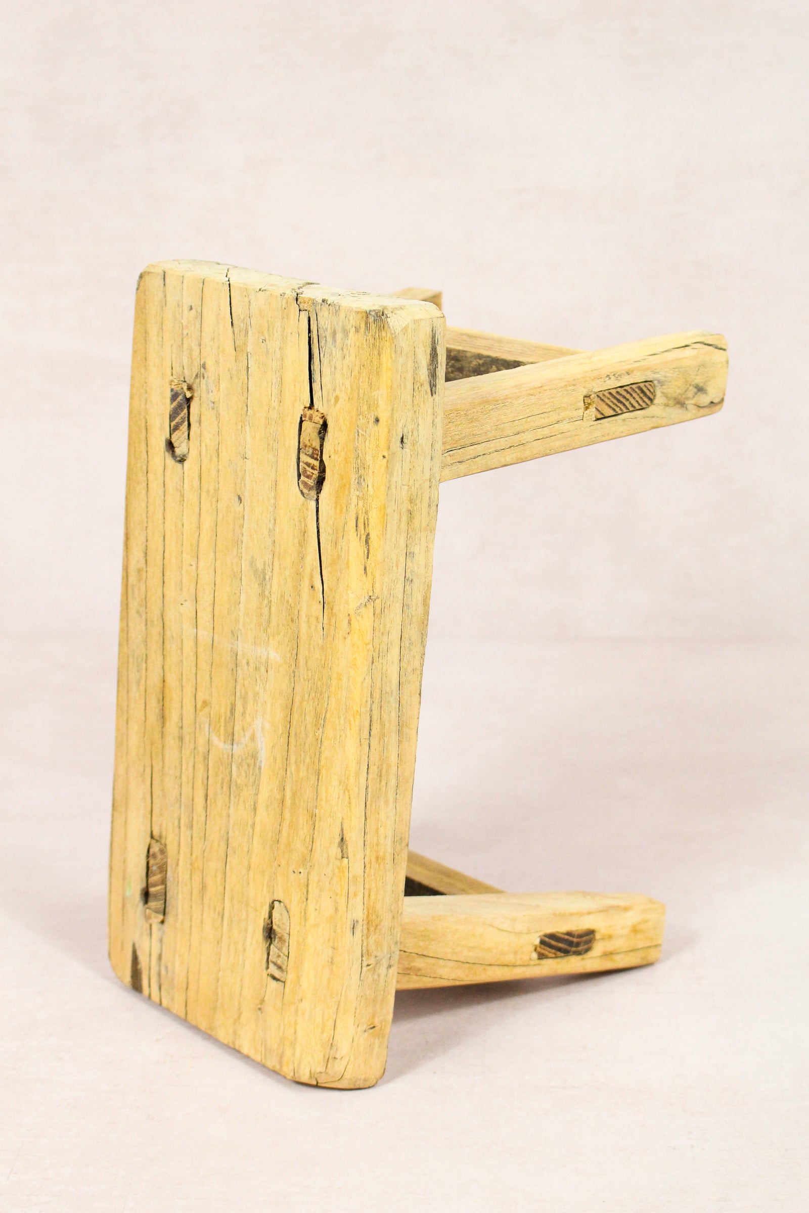 Small vintage rustic reclaimed elm wood stool 153 – Botanical Boys
