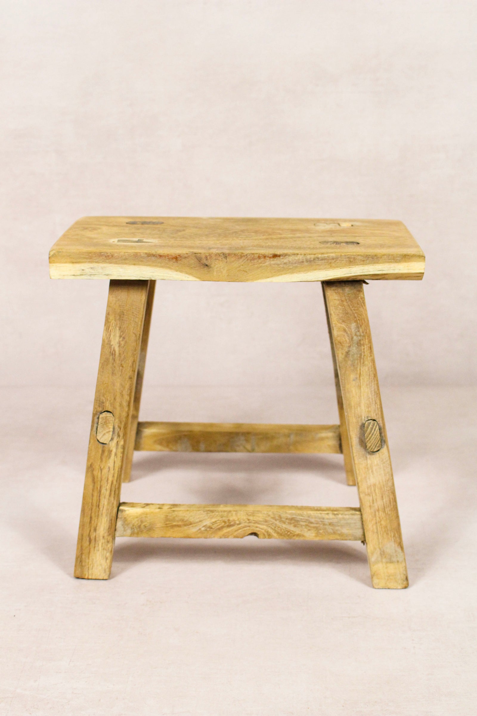 Small vintage rustic reclaimed elm wood stool 155 – Botanical Boys