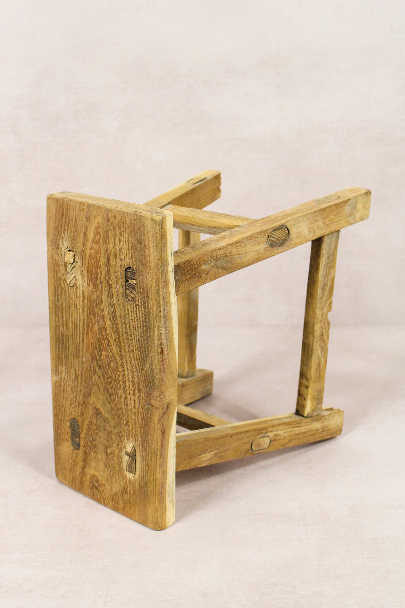 Small vintage rustic reclaimed elm wood stool 155 – Botanical Boys