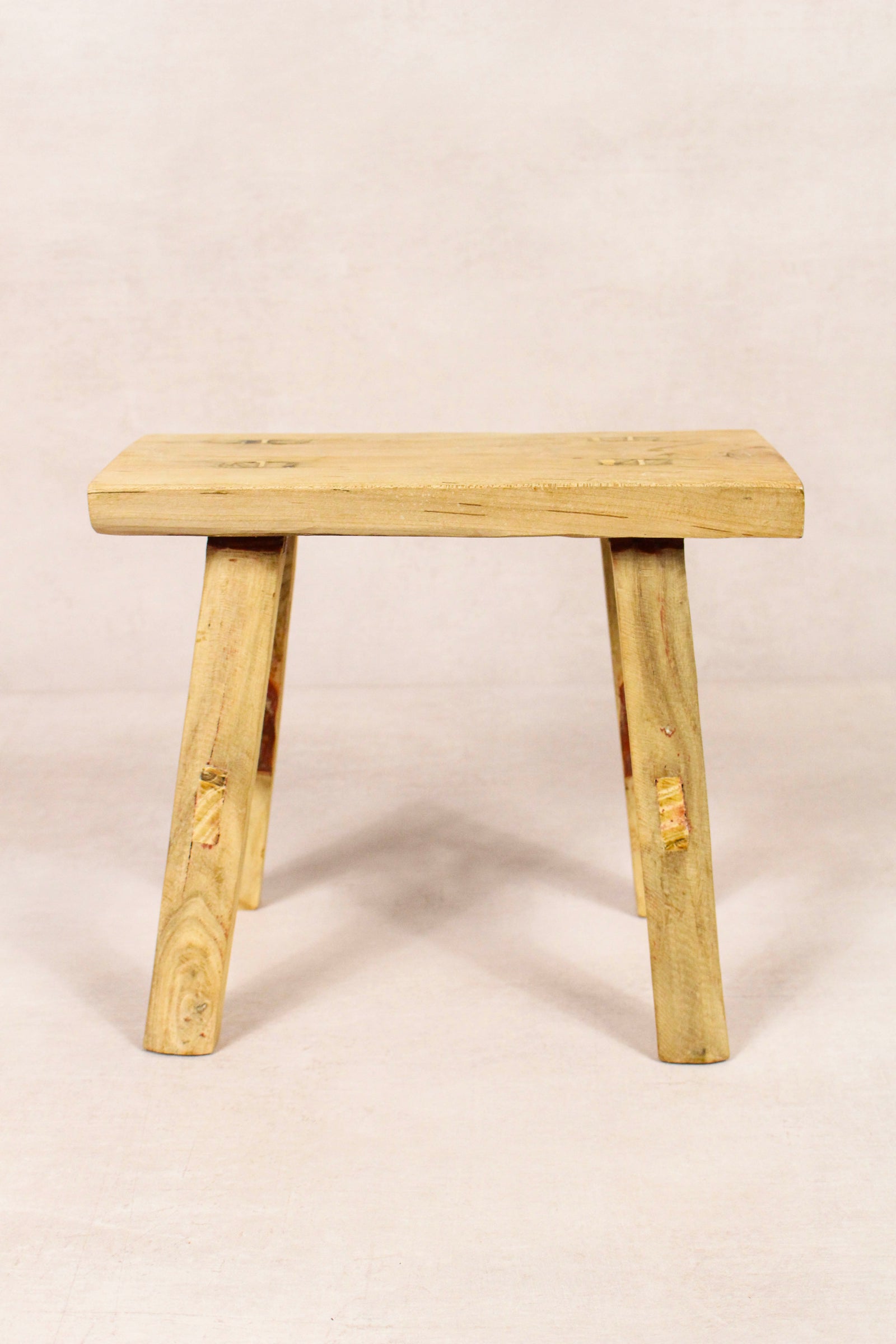Small vintage rustic reclaimed elm wood stool 156 – Botanical Boys