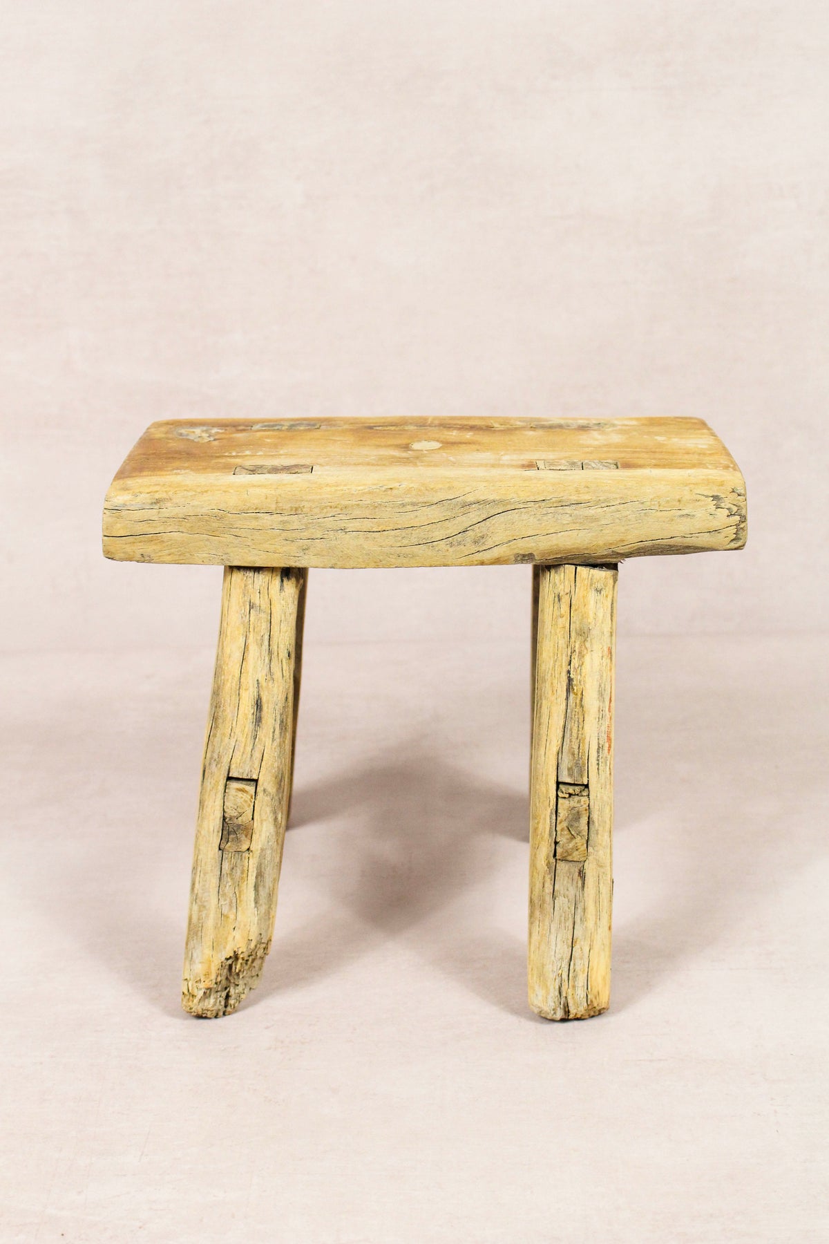 Small vintage rustic reclaimed elm wood stool 157 – Botanical Boys