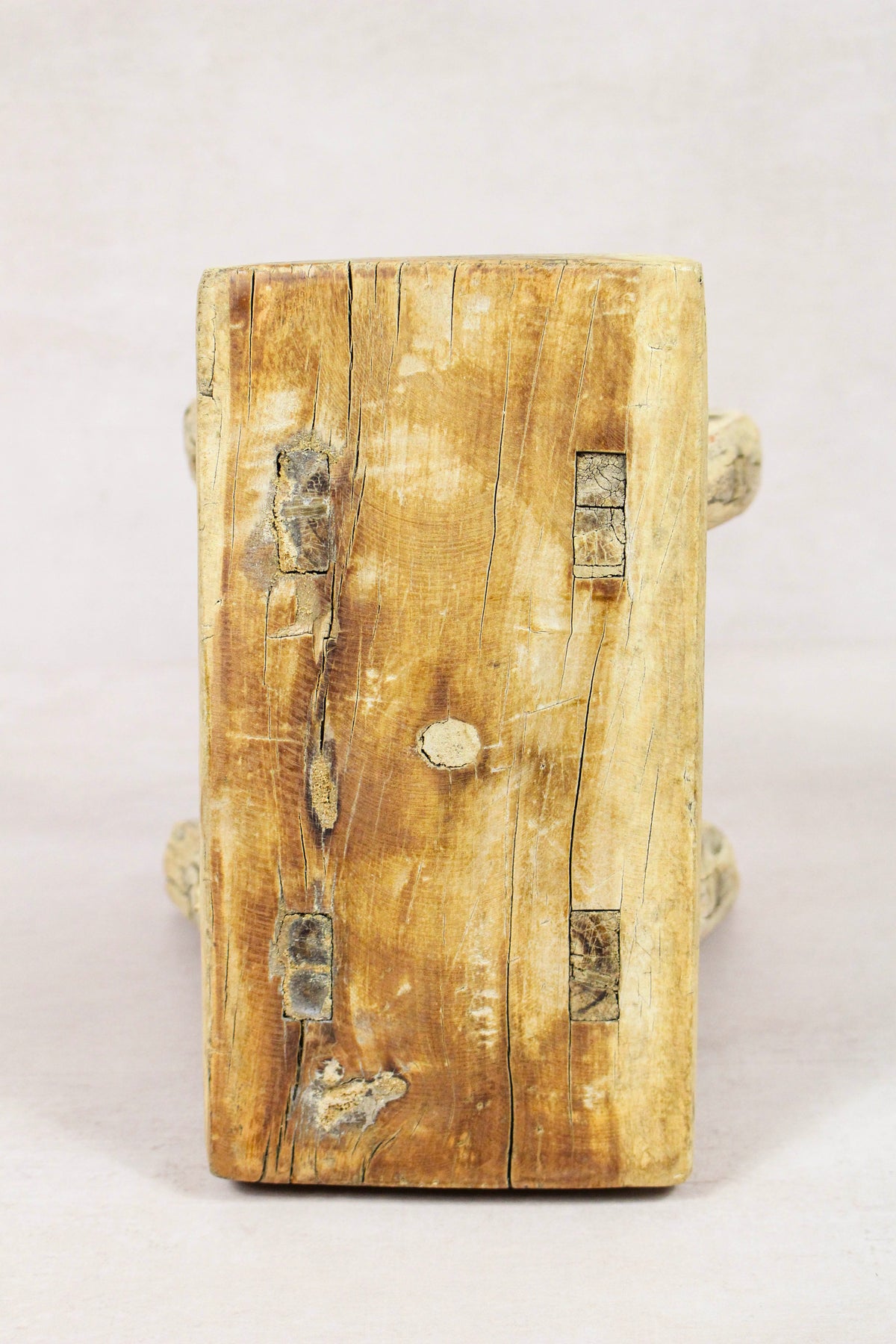 Small vintage rustic reclaimed elm wood stool 157 – Botanical Boys