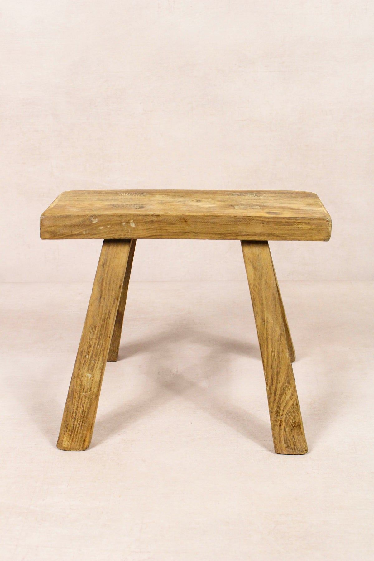 Small vintage rustic reclaimed elm wood stool 159 – Botanical Boys