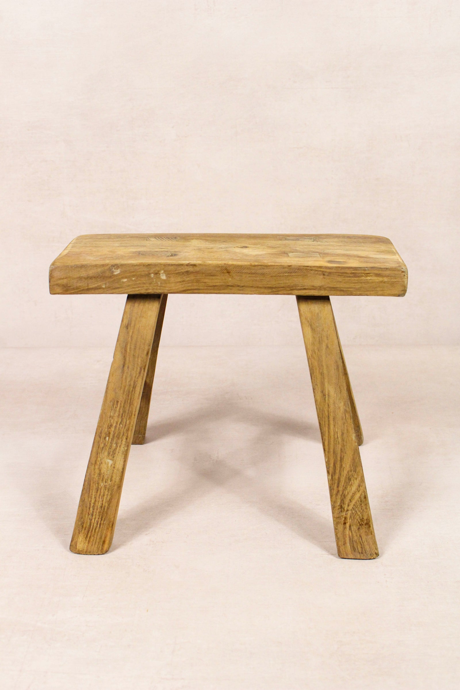 Small vintage rustic stool in reclaimed elm wood